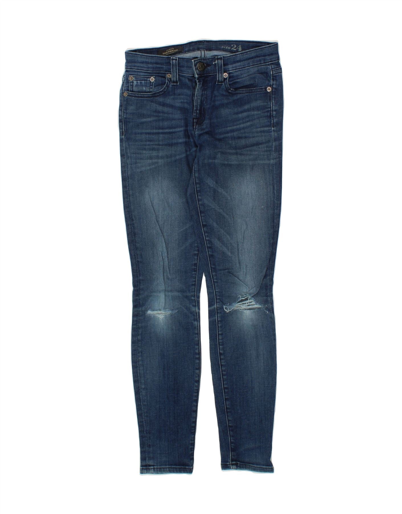 image of J. CREW Womens Toothpick Skinny Jeans W24 L28 Blue Cotton