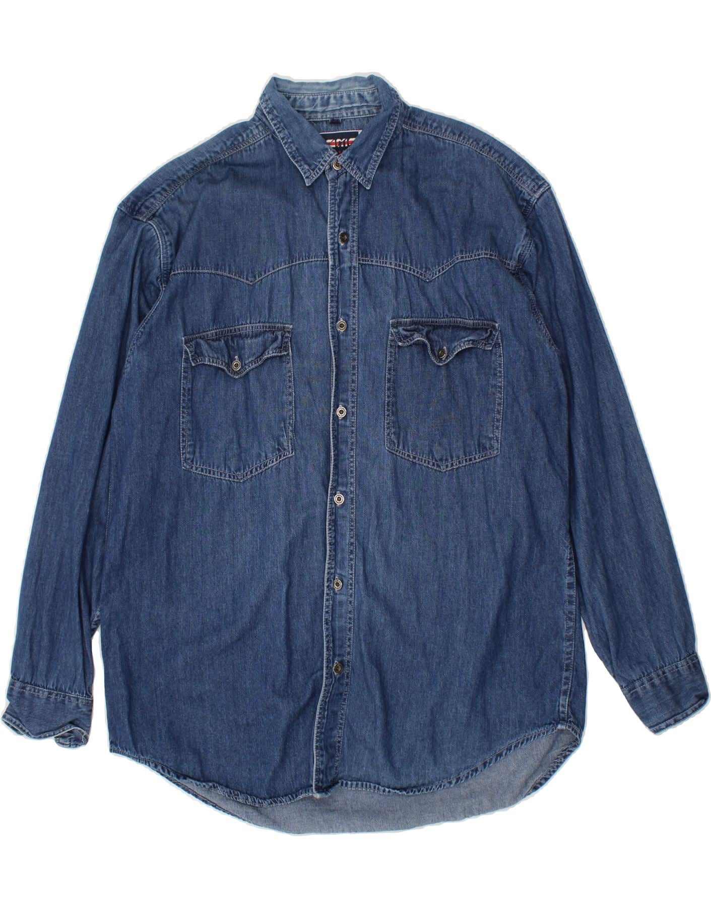 Image of VINTAGE Mens Denim Shirt Large Blue Cotton