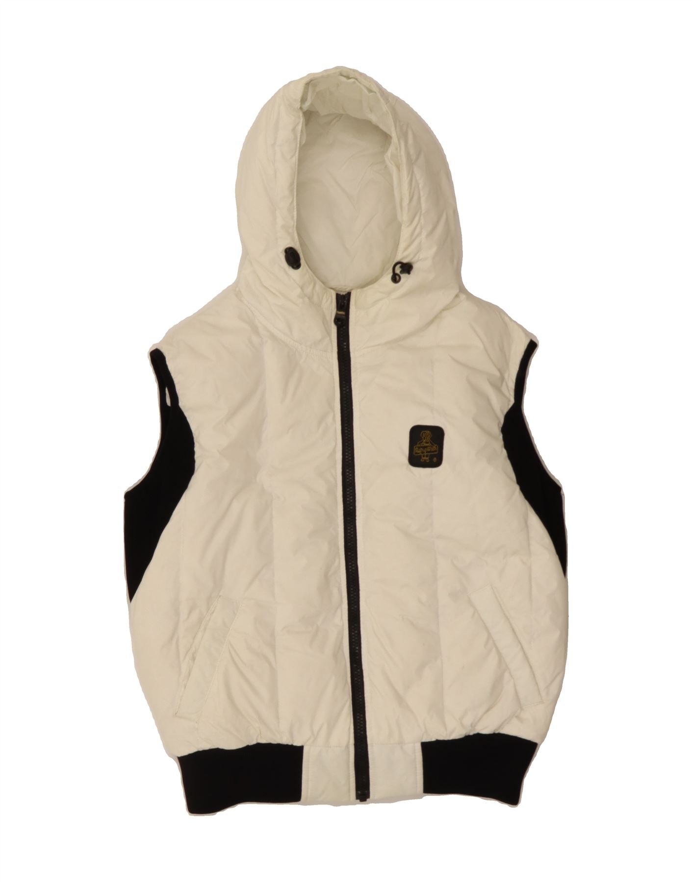 image of REFRIGIWEAR Womens Hooded Padded Gilet UK 18 XL Off White Colourblock