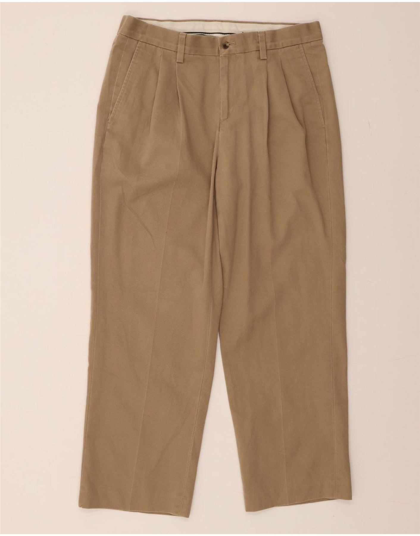 image of EDDIE BAUER Mens Pegged Chino Trousers W33 L30 Beige Cotton