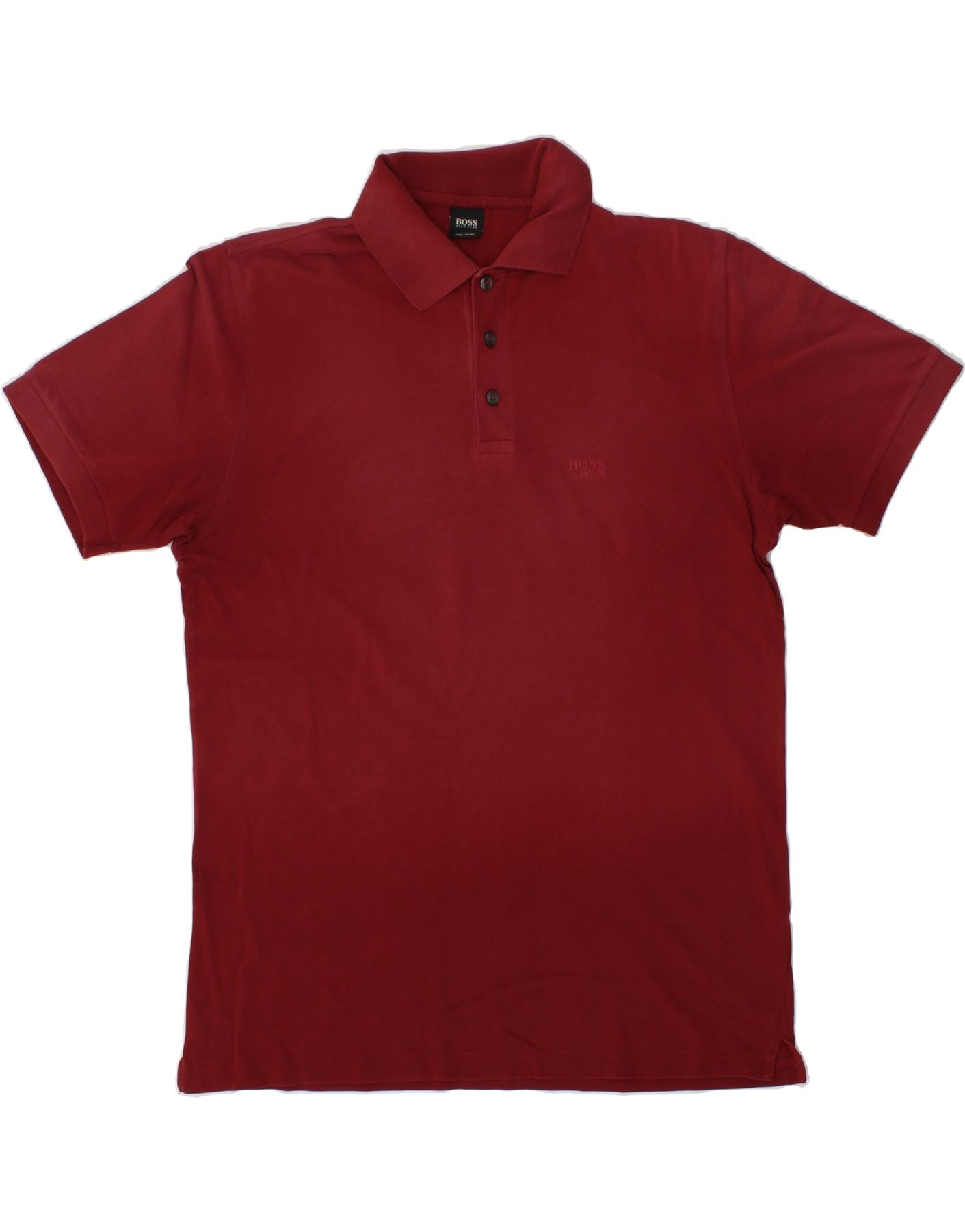 Image of HUGO BOSS Mens Polo Shirt Large Red Cotton