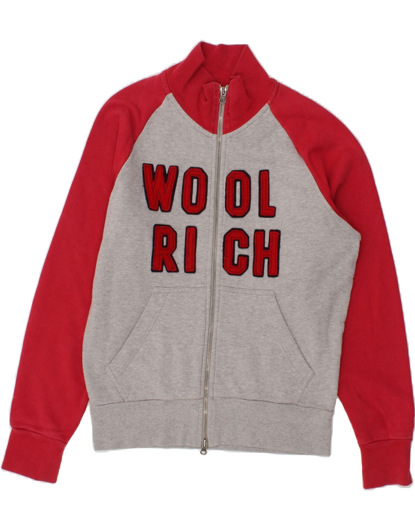 Image of WOOLRICH Mens Graphic Tracksuit Top Jacket Small Grey Colourblock Cotton