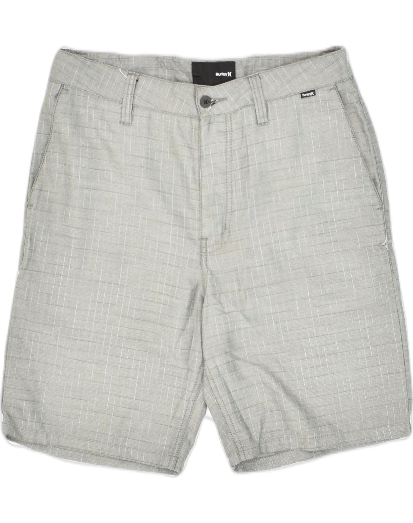 image of HURLEY Mens Chino Shorts W30 Medium Grey Check Polyester