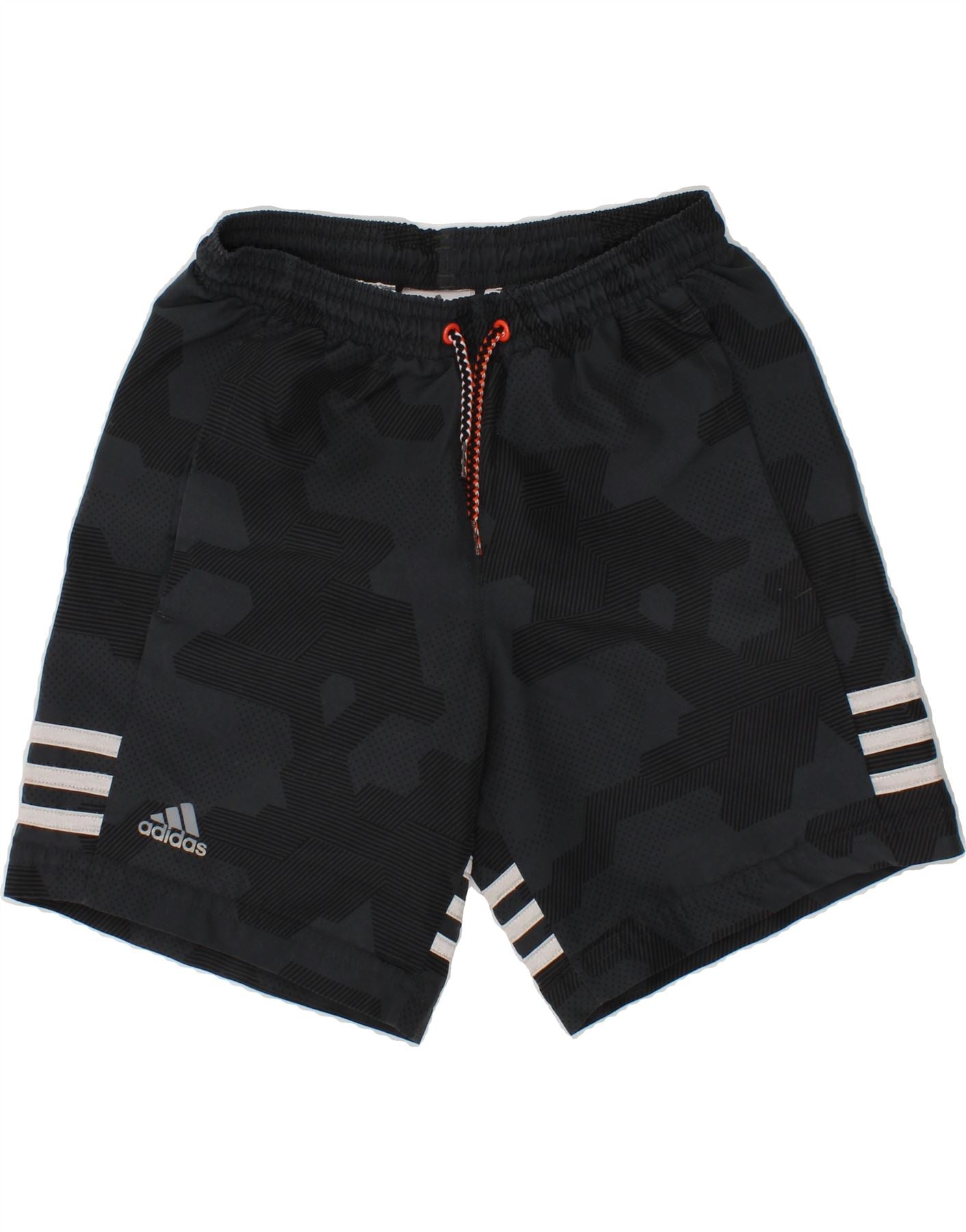 ADIDAS Boys Climalite Sport Shorts 6-7 Years Grey Camouflage Polyester