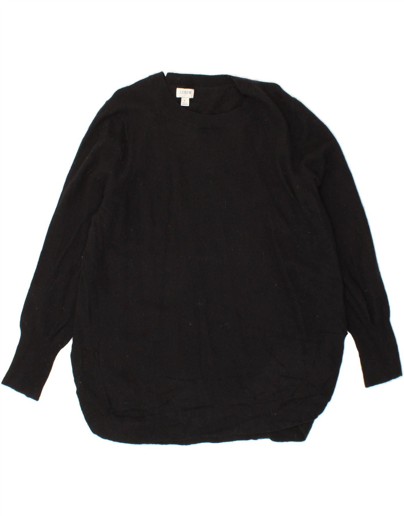 image of J. CREW Womens Crew Neck Jumper Sweater UK 14 Large Black Cotton
