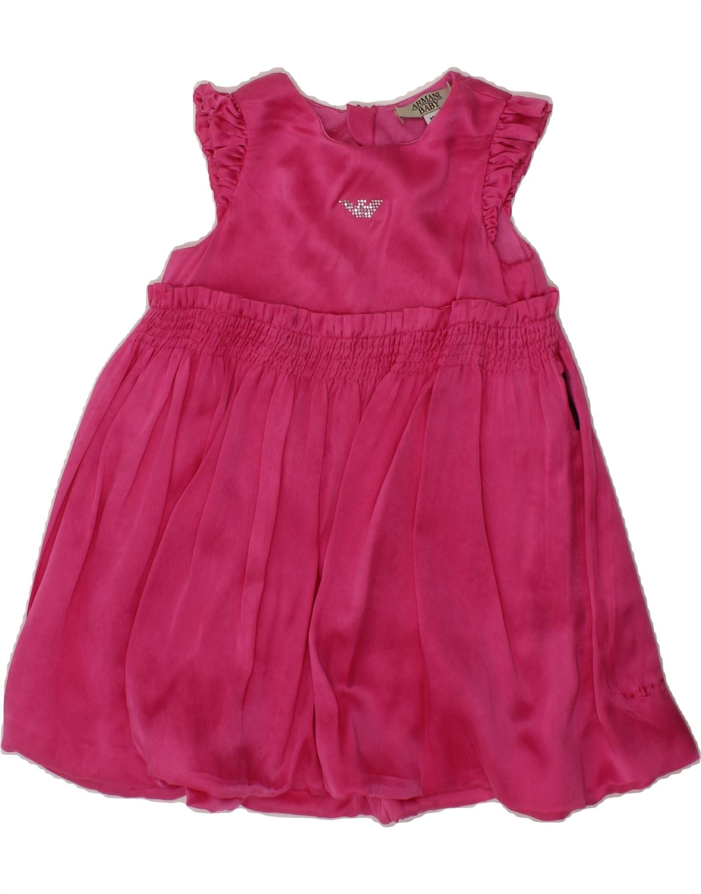 image of ARMANI BABY Baby Girls Sleeveless A-Line Dress 9-12 Months Pink Silk