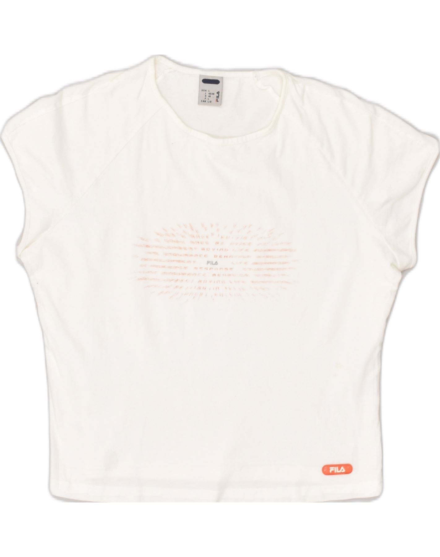 image of FILA Womens Graphic Crop Top IT 46/48 Large White Cotton