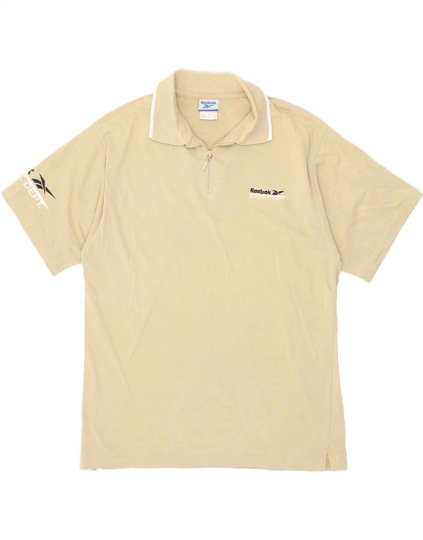 image of REEBOK Mens Graphic Polo Shirt Small Beige Cotton