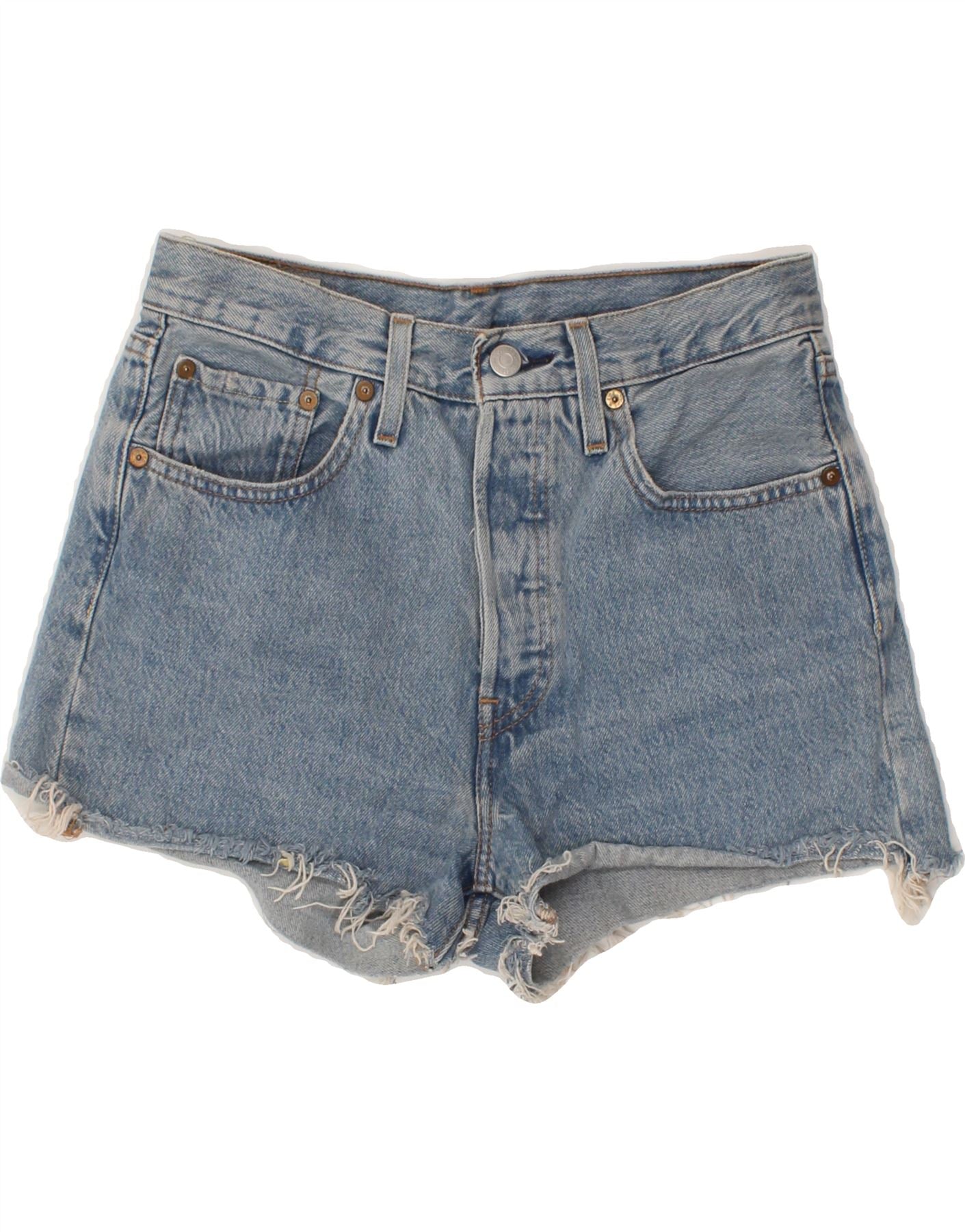 Image of LEVI'S Womens 501 Denim Shorts W28 Medium Blue Cotton