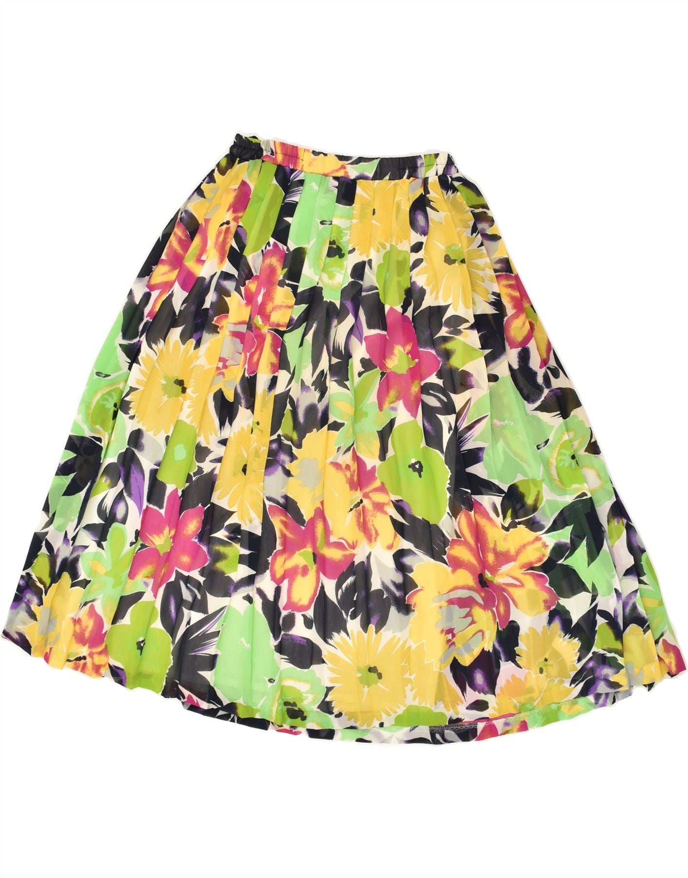 image of VINTAGE Womens Pleated Skirt EU 40 Medium W30  Multicoloured Floral