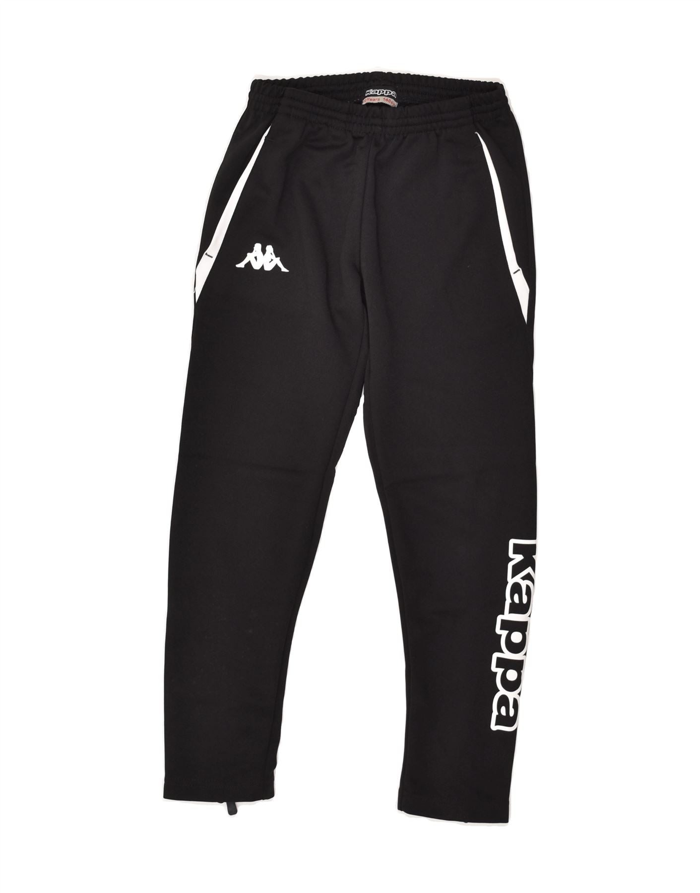 image of KAPPA Boys Graphic Tracksuit Trousers 9-10 Years Black Polyester