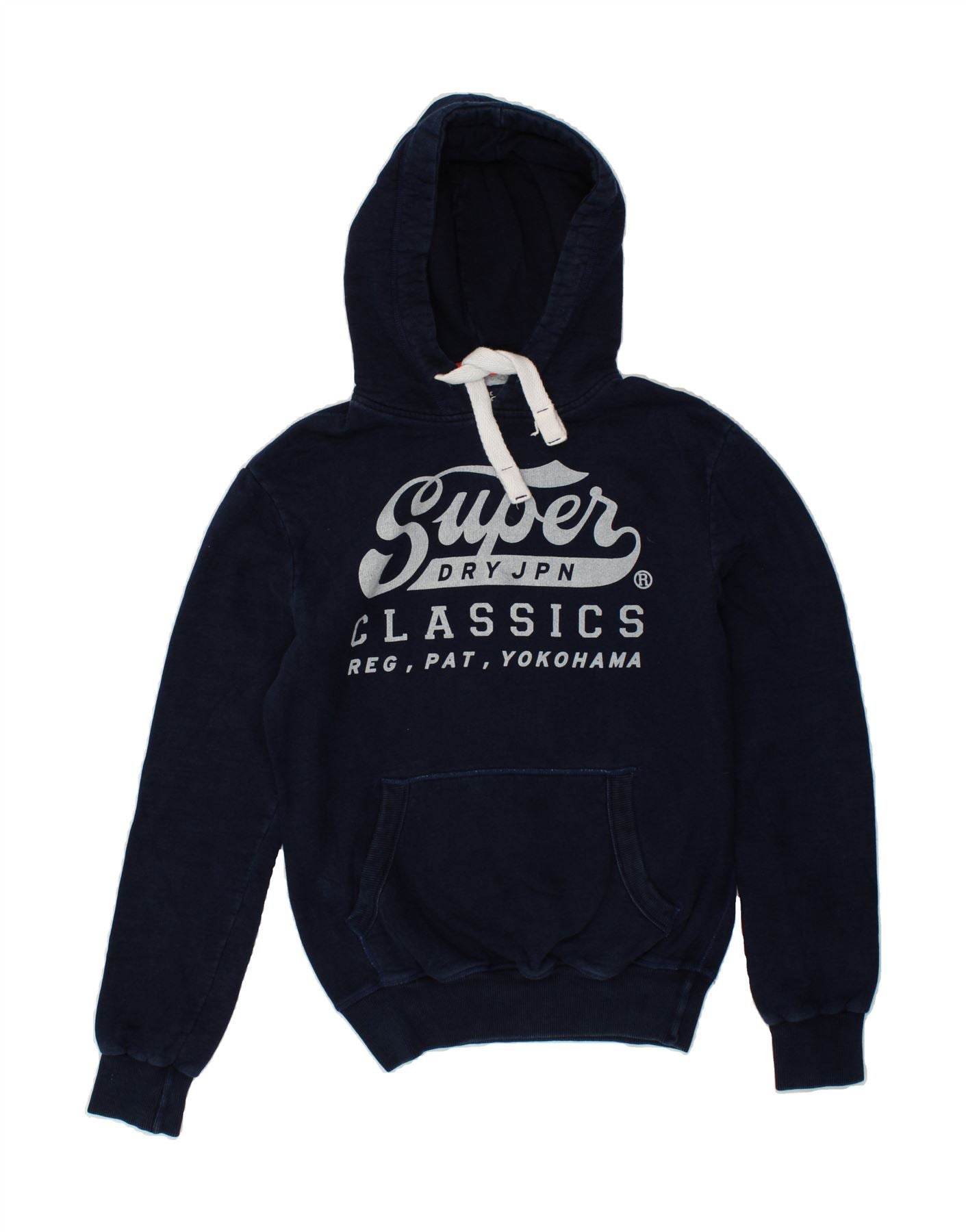 image of SUPERDRY Mens Graphic Hoodie Jumper Small Navy Blue Cotton