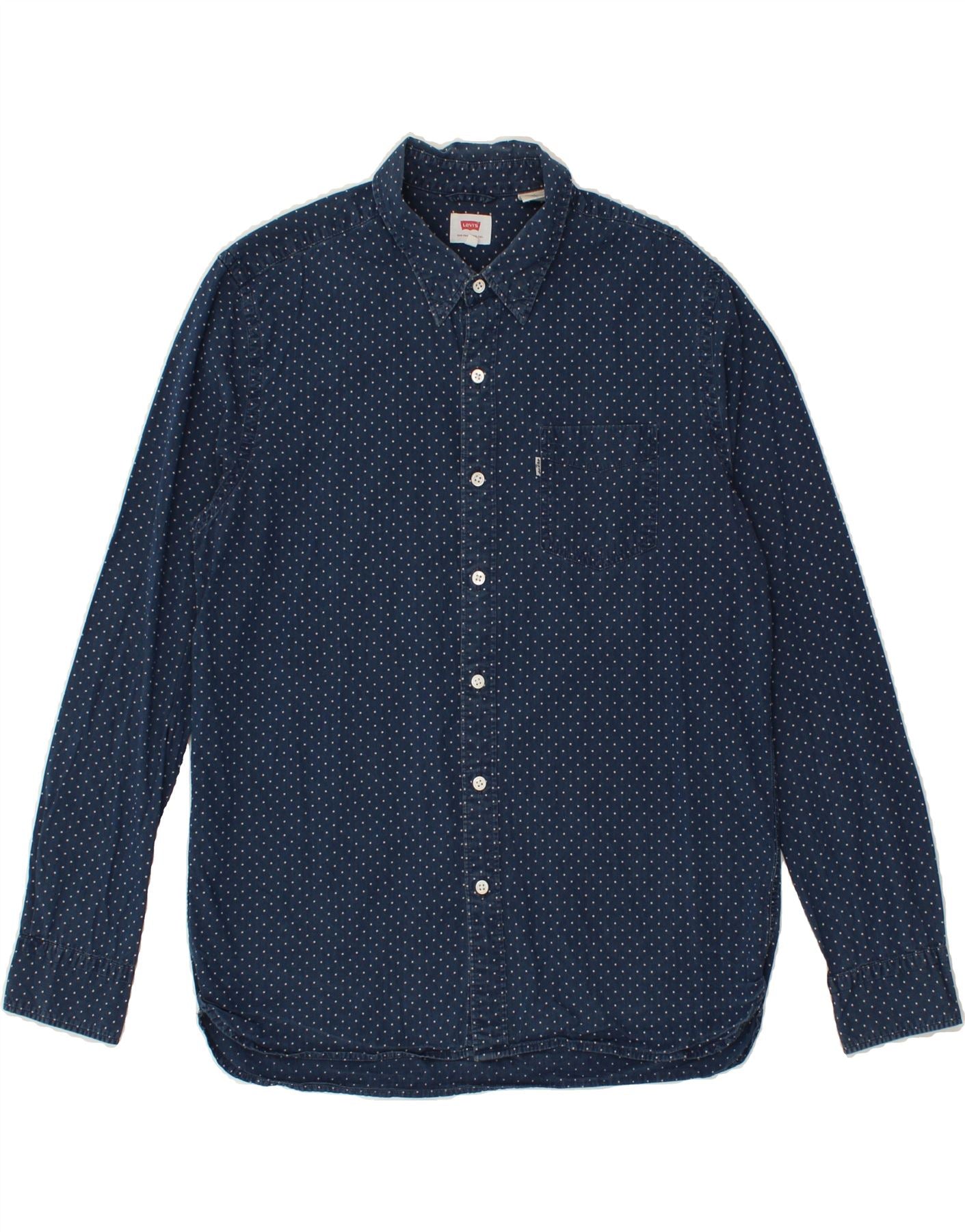 image of LEVI'S Mens Shirt Large Navy Blue Spotted Cotton