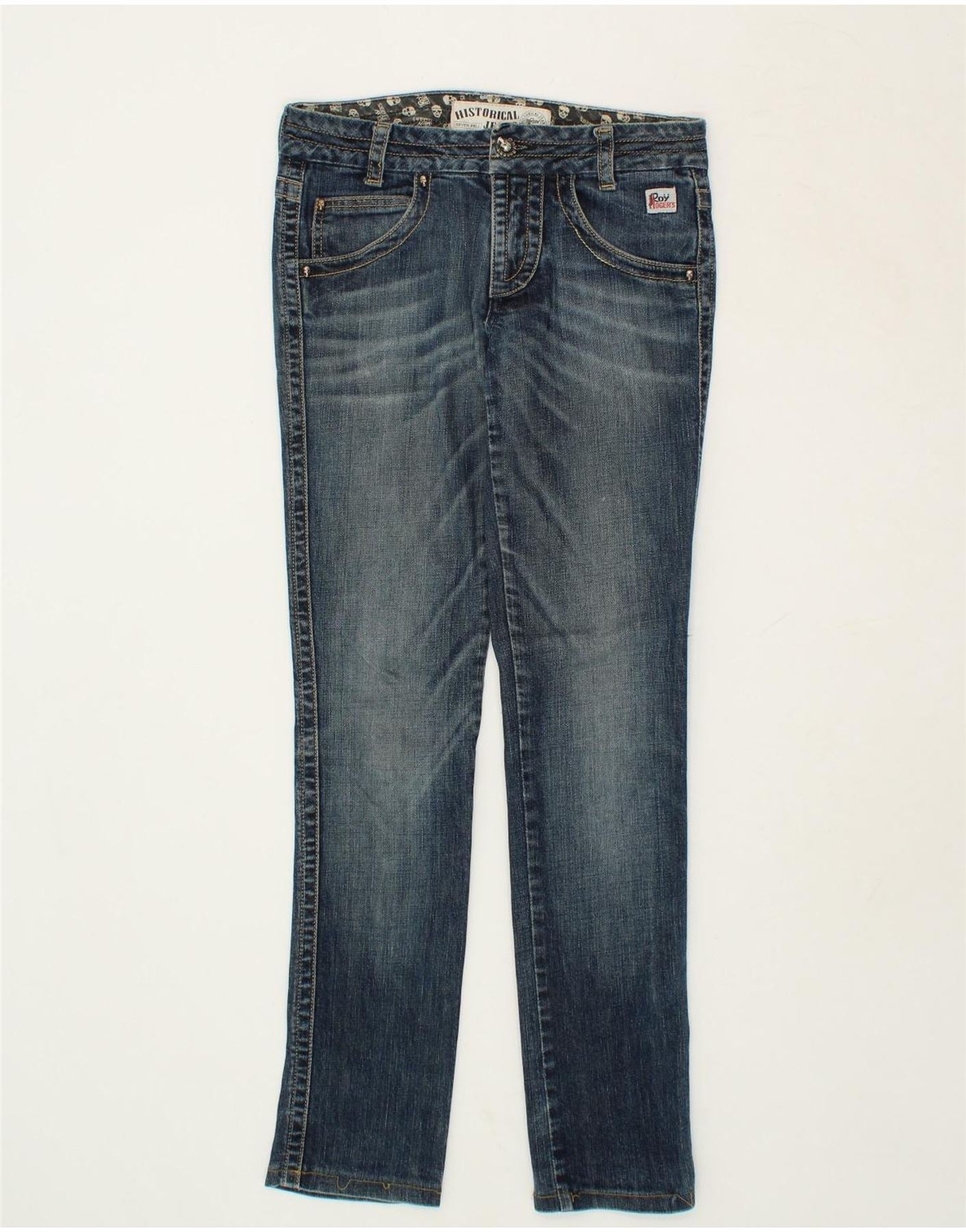 image of ROY ROGERS Womens Slim Jeans IT 40 Small W26 L30 Blue Cotton