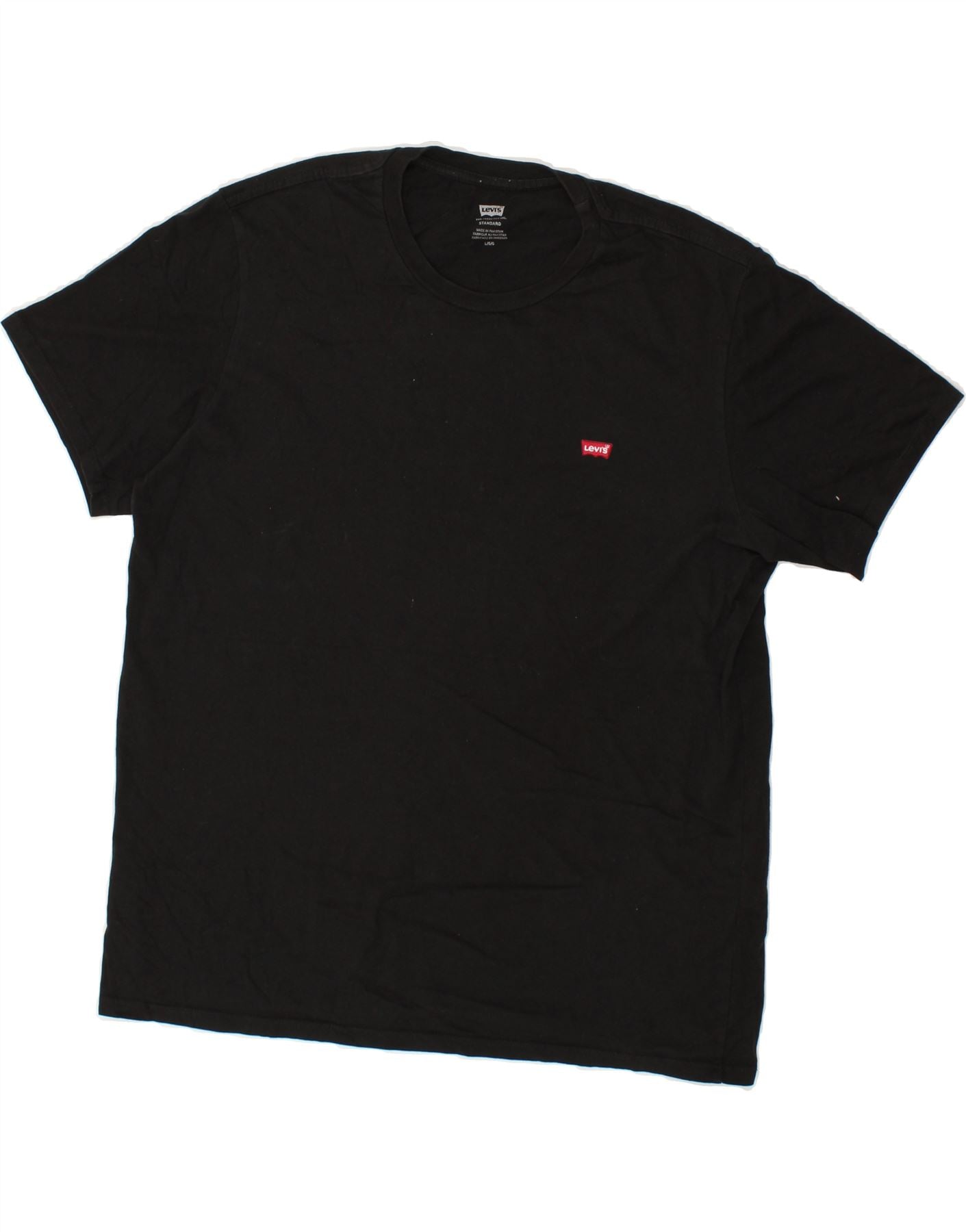 Image of LEVI'S Mens Standard T-Shirt Top Large Black Cotton