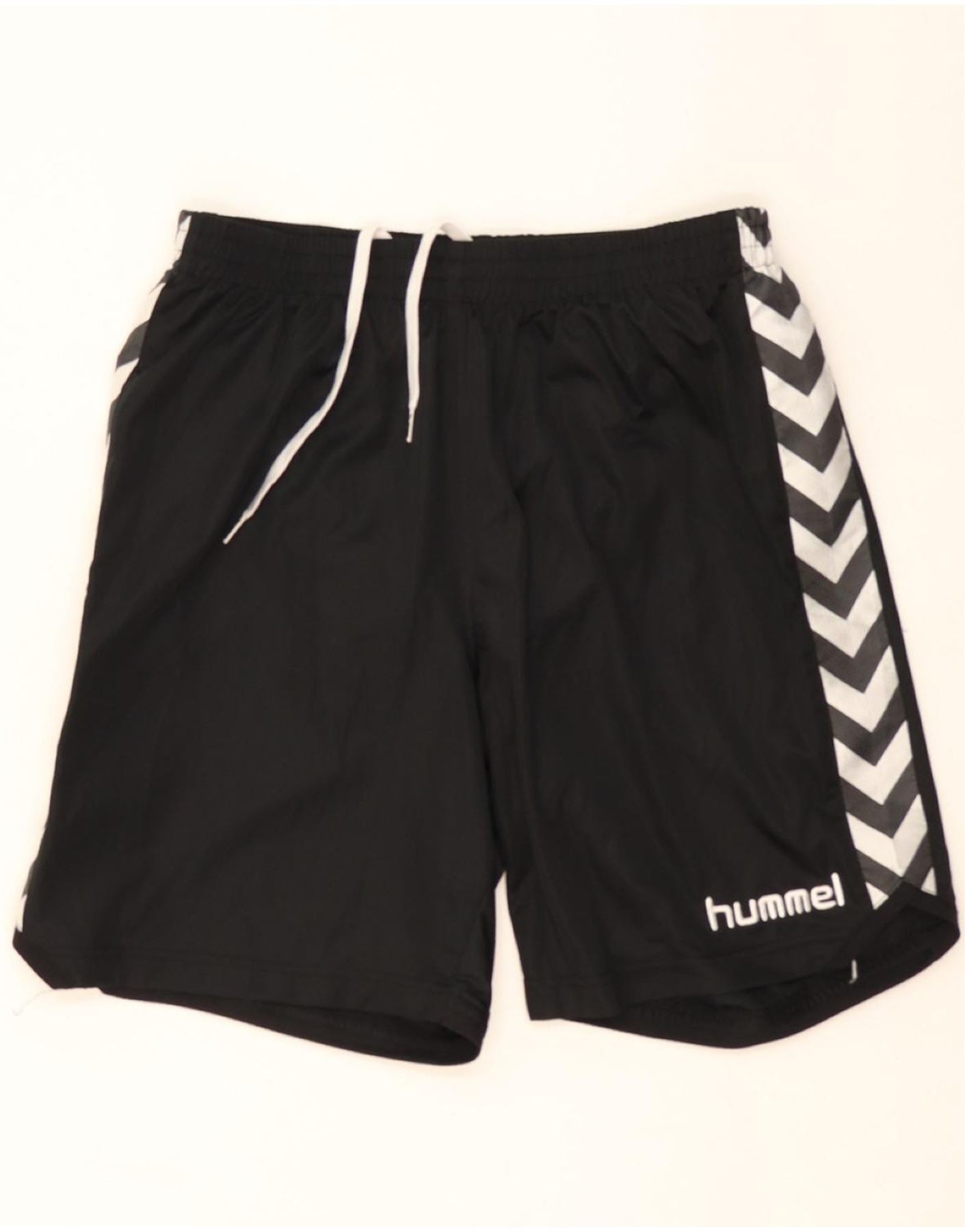 image of HUMMEL Mens Graphic Sport Shorts Large Black Colourblock Polyester