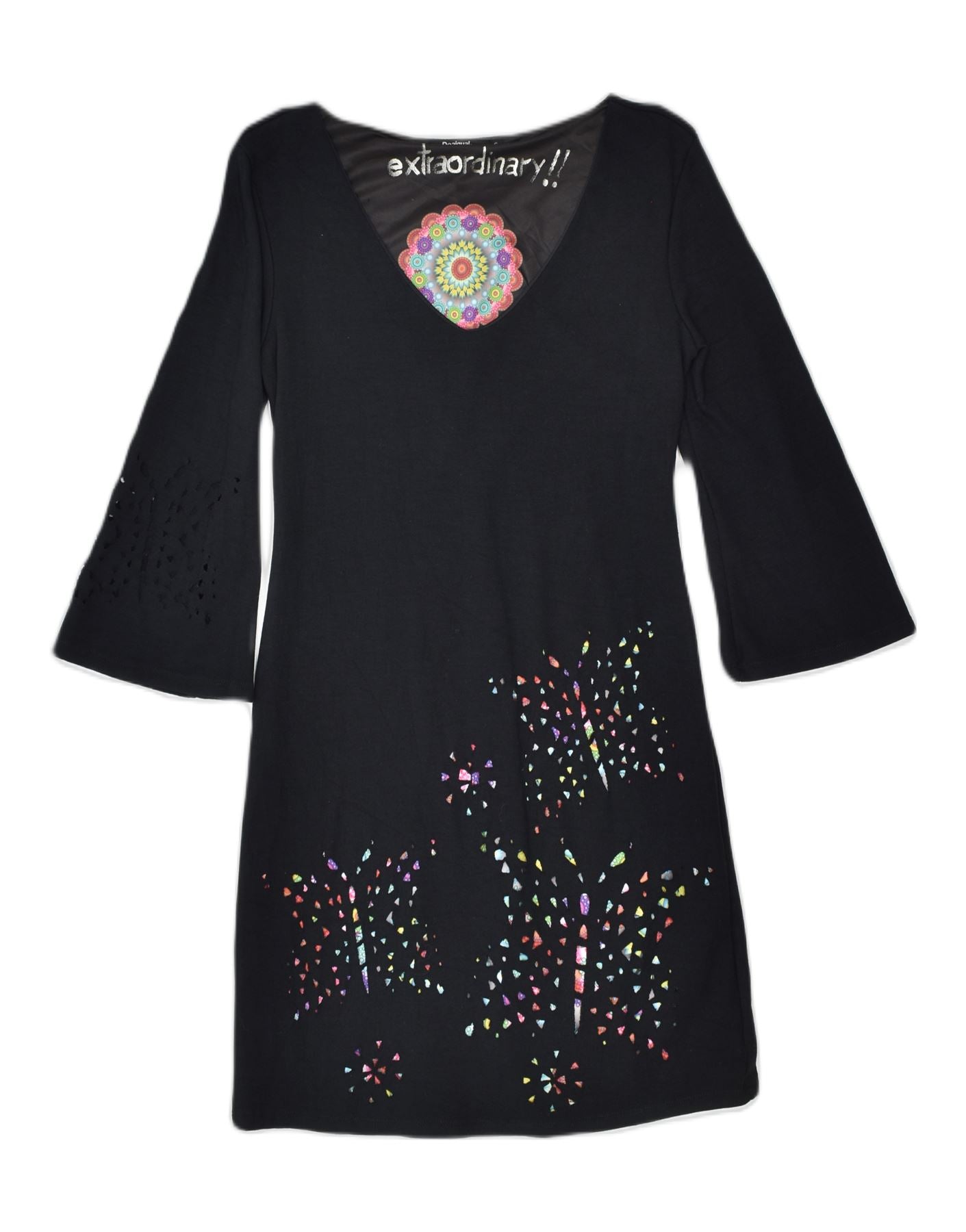 image of DESIGUAL Womens Tunic Dress UK 10 Small Black Paisley Viscose