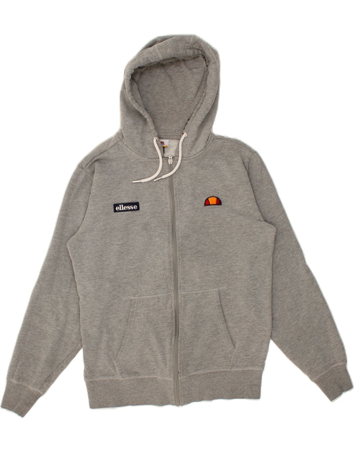 Image of ELLESSE Mens Zip Hoodie Sweater Large Grey Cotton