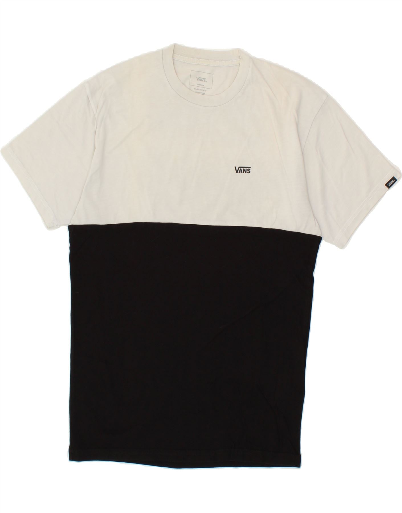 image of VANS Mens Classic Fit T-Shirt Top Medium Black Colourblock Cotton