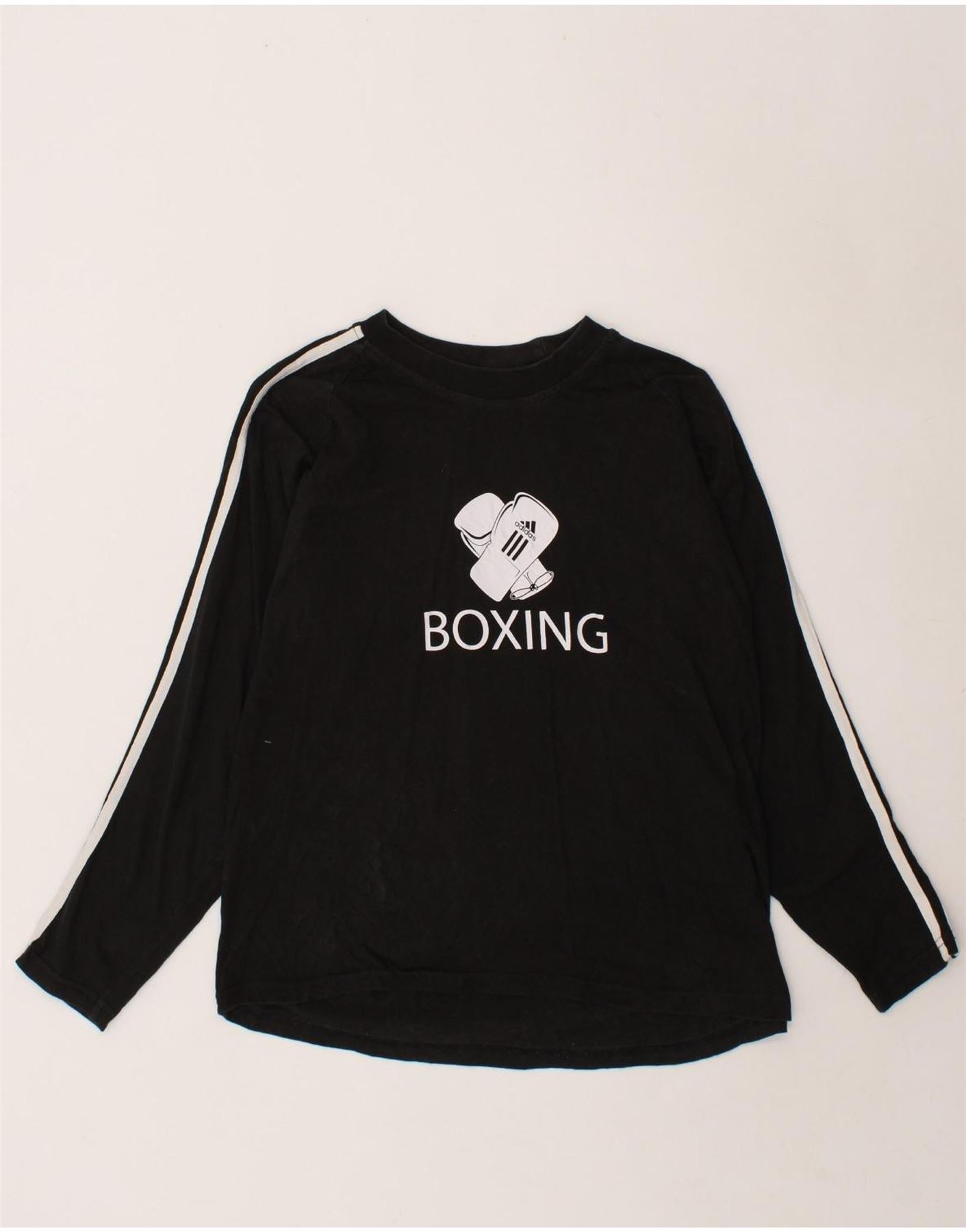 image of ADIDAS Womens Graphic Top Long Sleeve UK 10 Small Black Cotton
