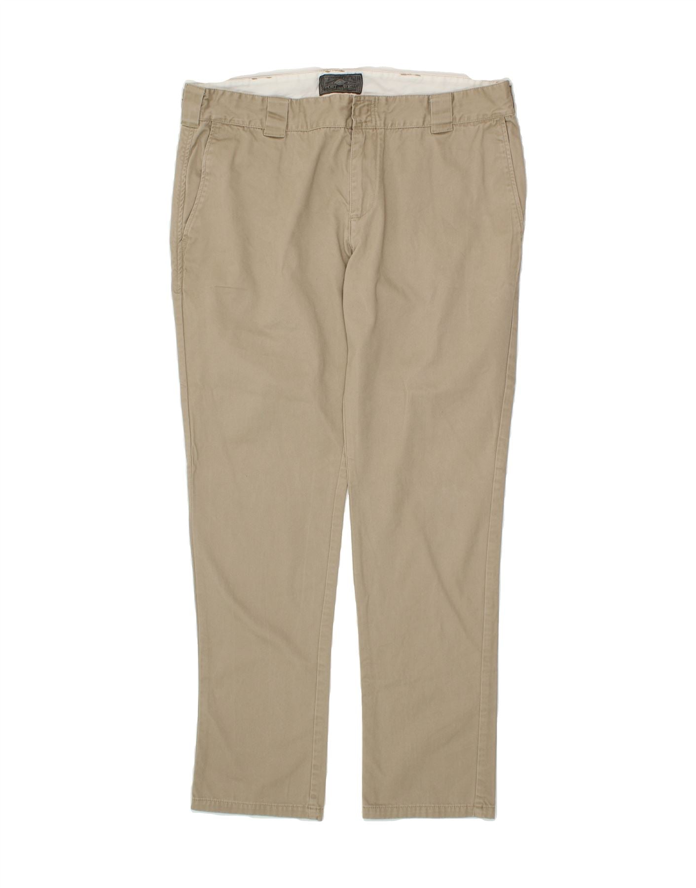 image of DICKIES Mens Slim Chino Trousers W40 L32 Beige Cotton