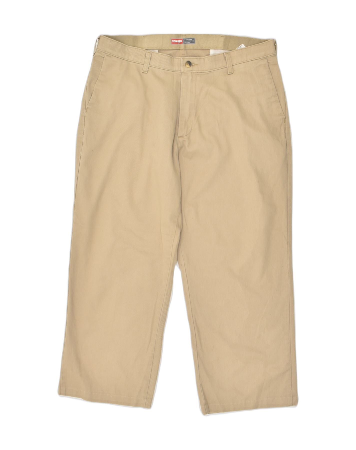 image of WRANGLER Mens Straight Chino Trousers W34 L29 Beige Cotton