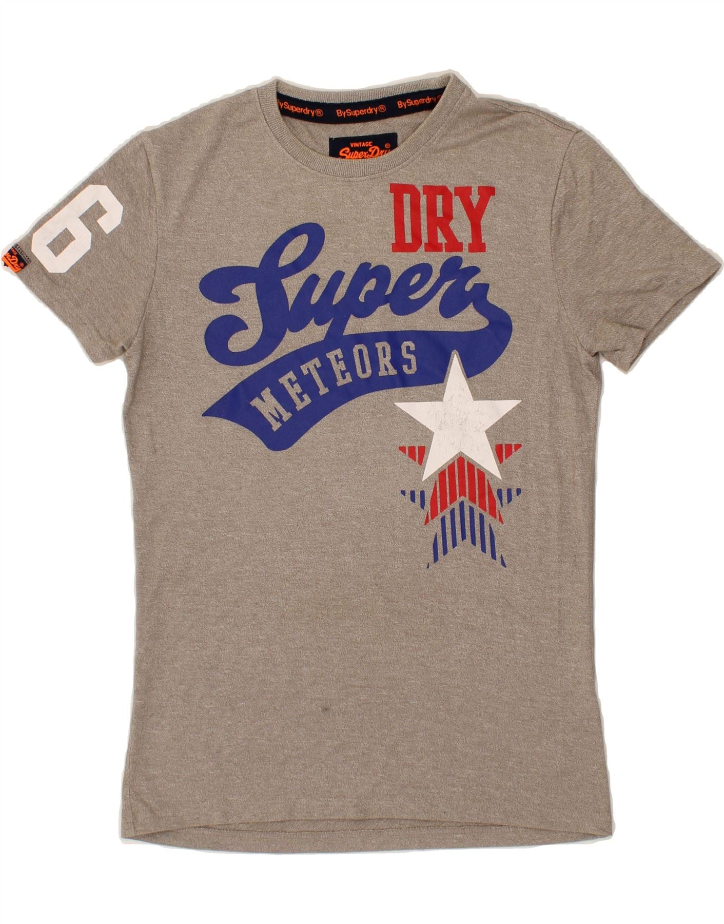 image of SUPERDRY Mens Graphic T-Shirt Top Small Grey Cotton