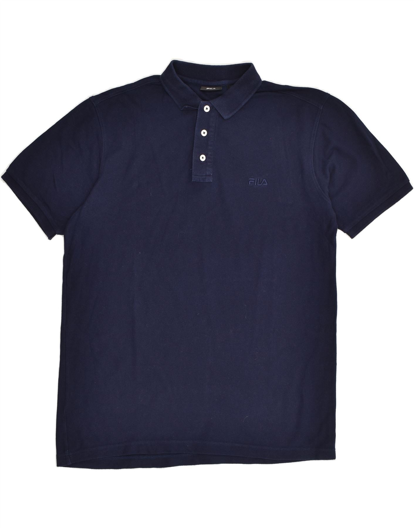 image of FILA Mens Polo Shirt Large Navy Blue Cotton