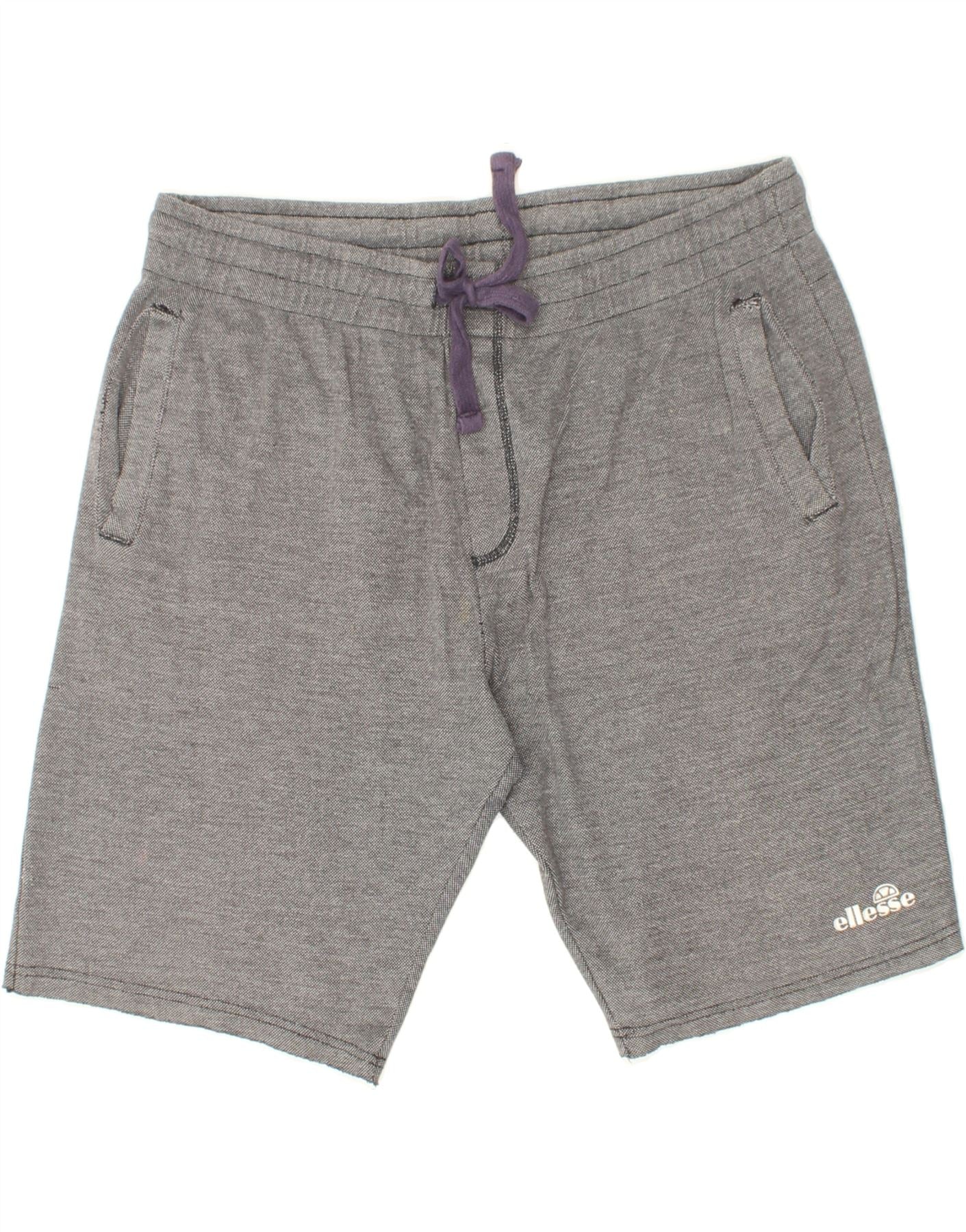 image of ELLESSE Womens Sport Shorts UK 18 XL  Grey Cotton