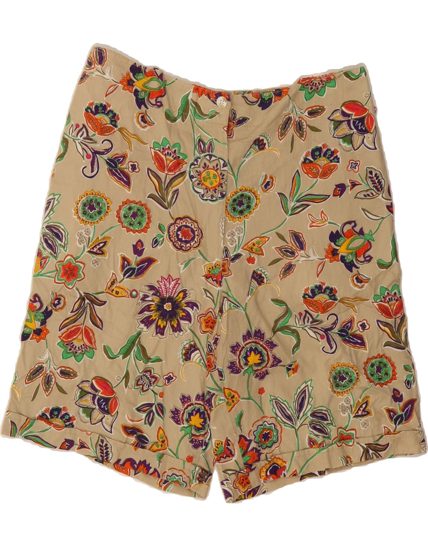 image of IZOD Womens Chino Shorts US 8 Medium W34 Beige Floral Cotton