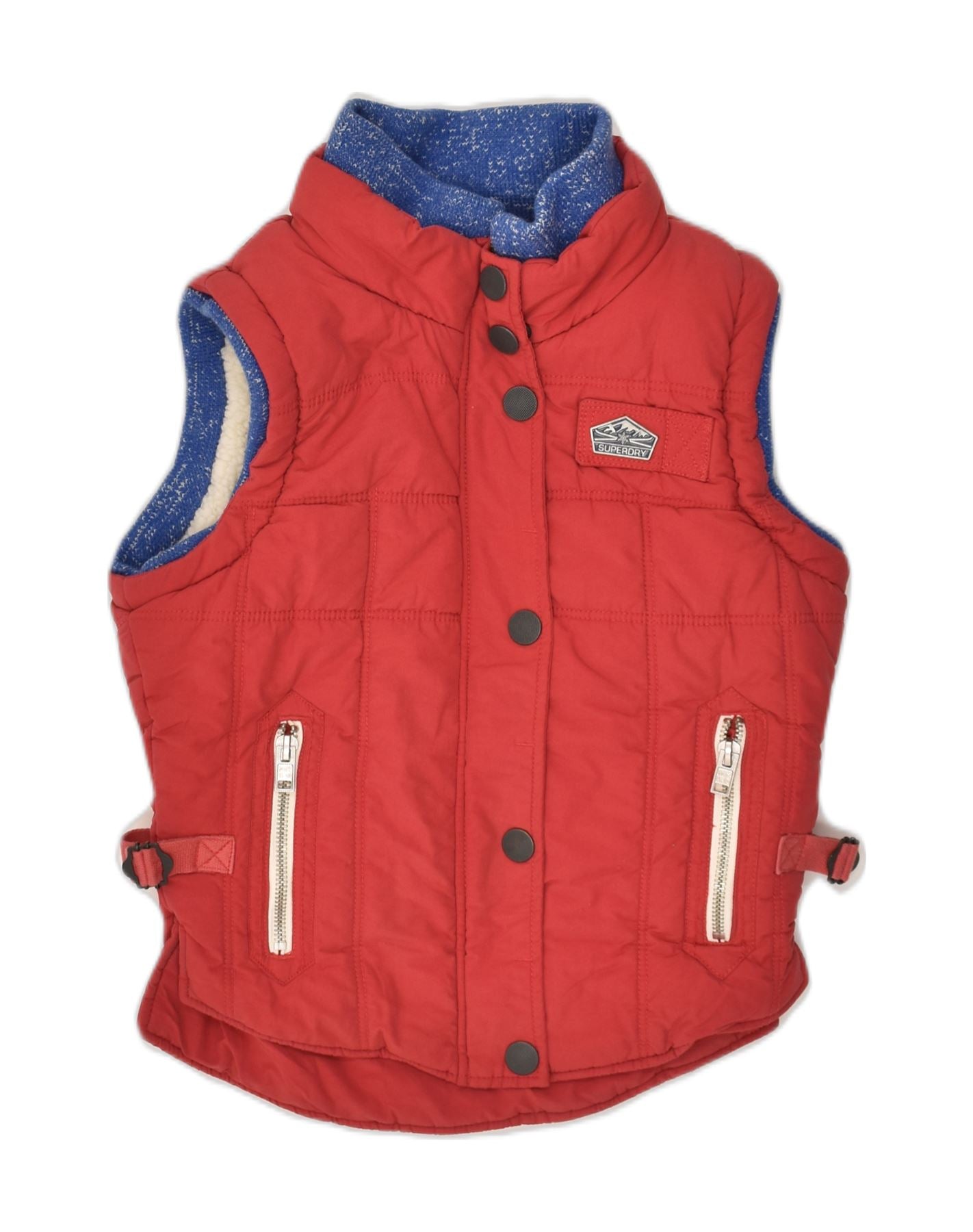 image of SUPERDRY Womens Sherpa Padded Gilet UK 14 Medium Red Cotton