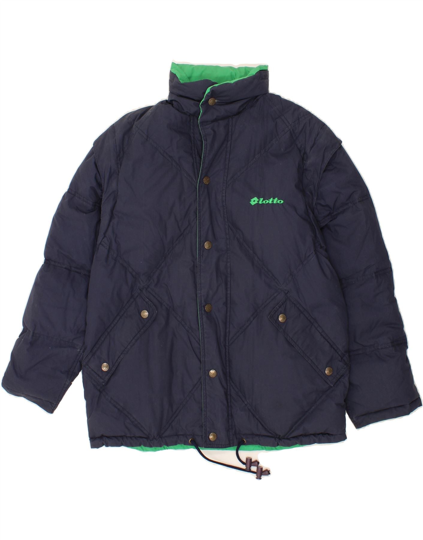 Image of LOTTO Mens Reversible Padded Jacket UK 36 Small Navy Blue Cotton