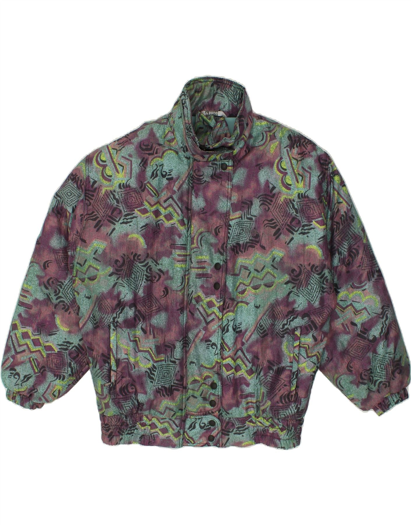 image of BRUGI Womens Oversized Hooded Windbreaker Jacket EU 34 XS Purple Tie Dye