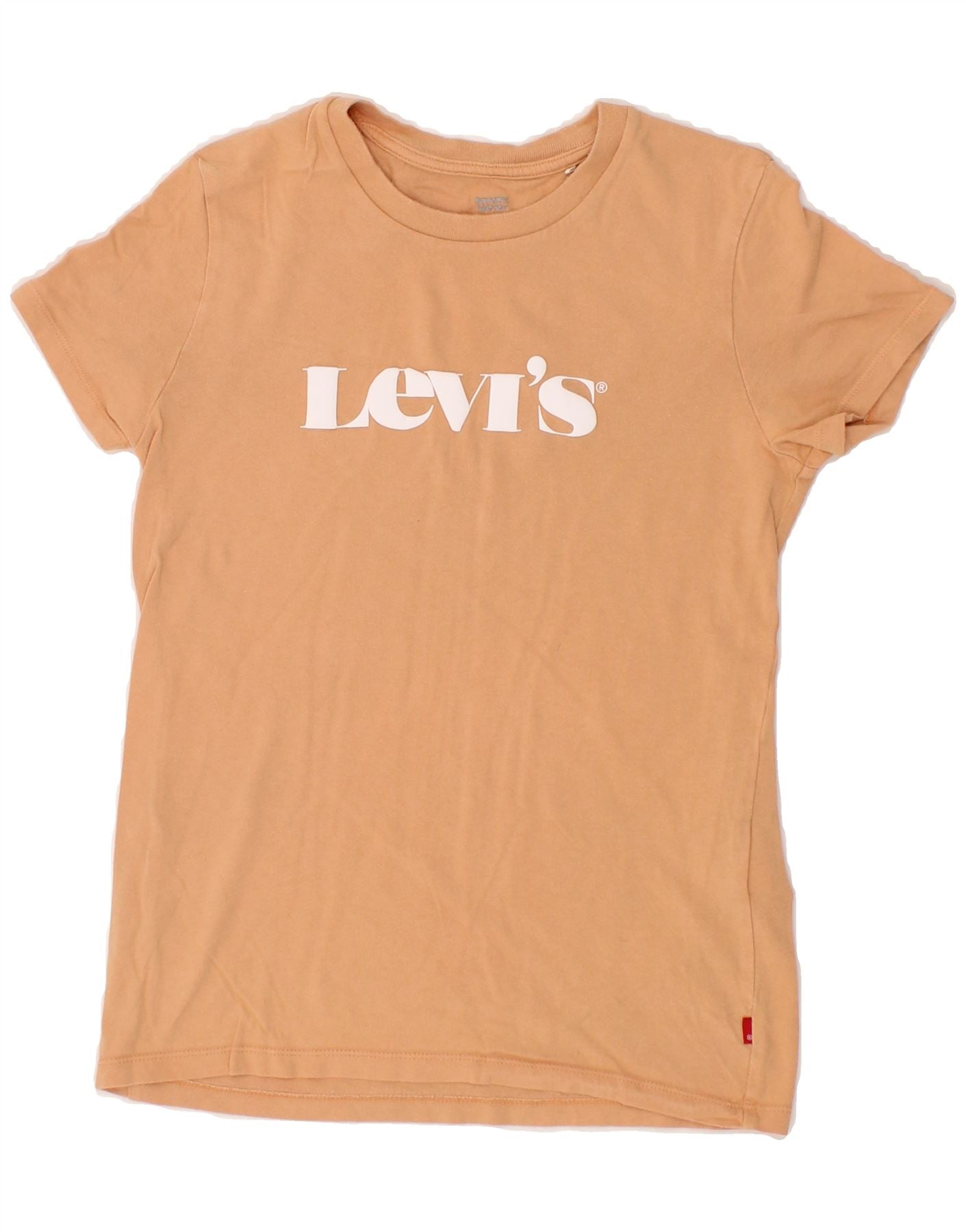 image of LEVI'S Womens Graphic T-Shirt Top UK 2 2XS Beige Cotton