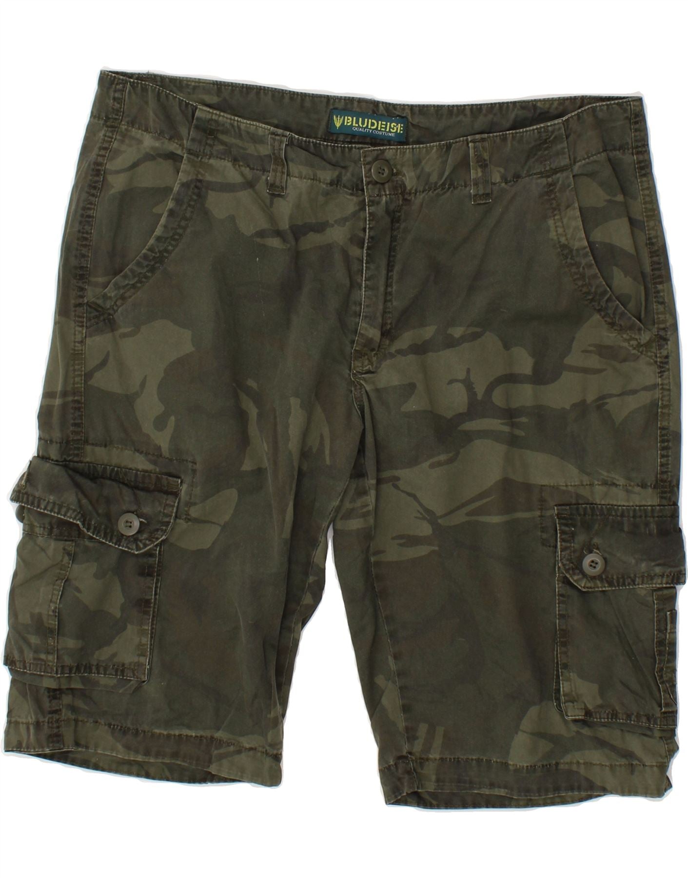 image of VINTAGE Mens Cargo Shorts W36 Large Green Camouflage Cotton