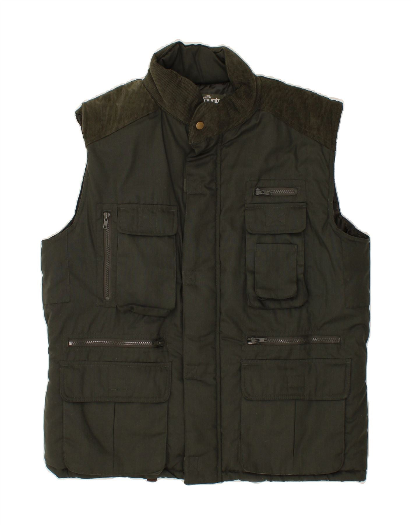image of COUNTRY Mens Utility Gilet UK 38 Medium Green Polyester