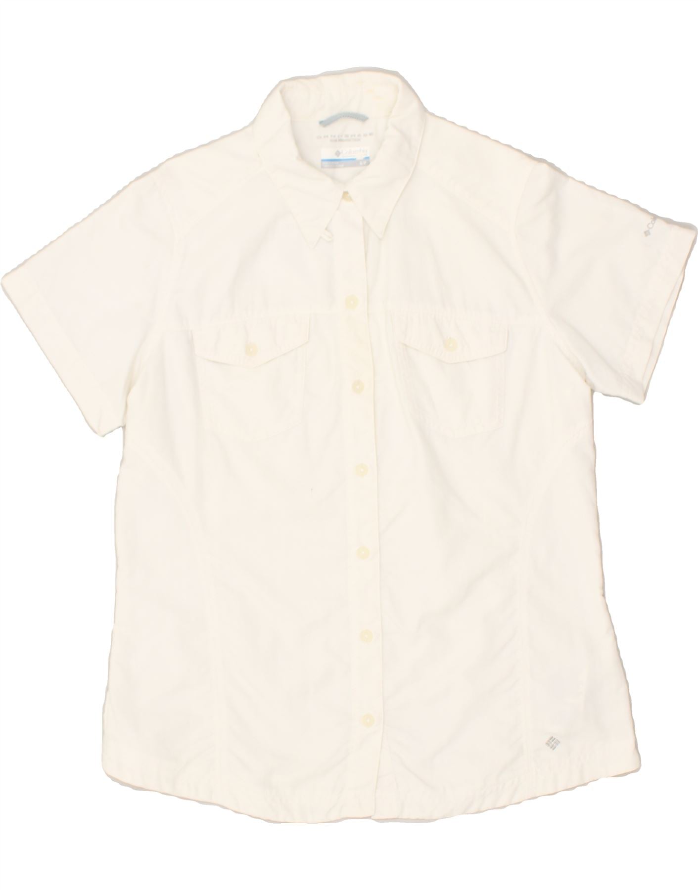 image of COLUMBIA Womens Omni-Shade Short Sleeve Shirt UK 10 Small White Cotton
