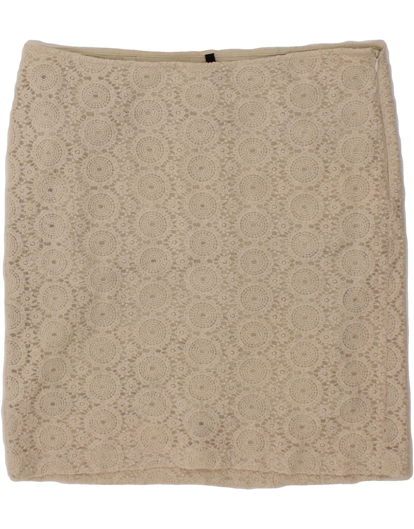 image of BENETTON Womens Straight Skirt IT 46 Large W34 Beige Floral Polyester