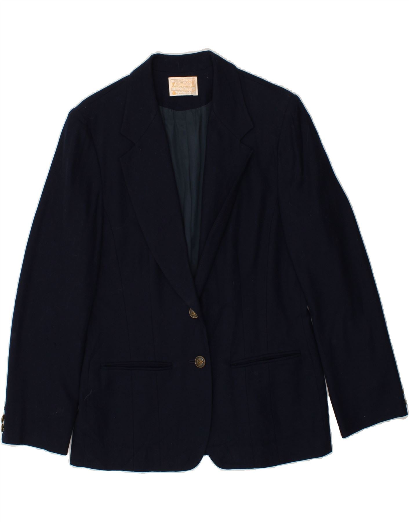 Image of PENDLETON Womens 2 Button Blazer Jacket US 10 Large Navy Blue Wool