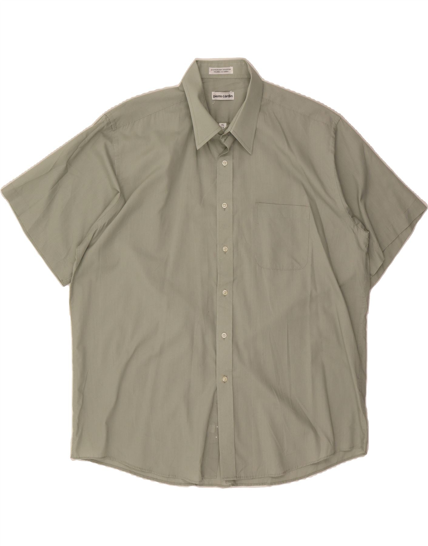 image of PIERRE CARDIN Mens Short Sleeve Shirt Size 17 1/2 XL Green Polyester