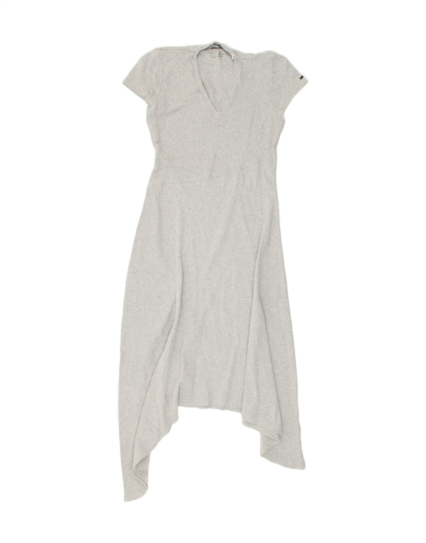 image of DKNY Womens Asymmetrical Dress UK 14 Large Grey Cotton