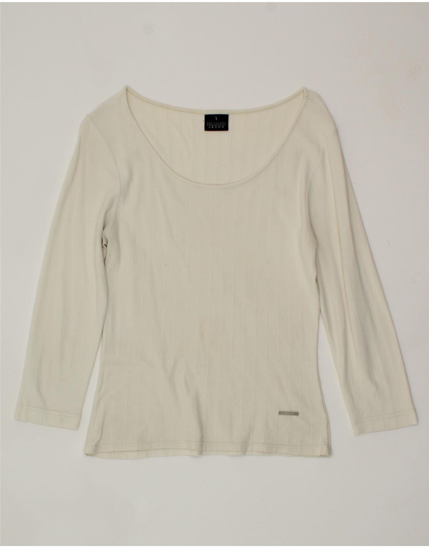 image of TRUSSARDI JEANS Womens Top 3/4 Sleeve UK 16 Large Off White