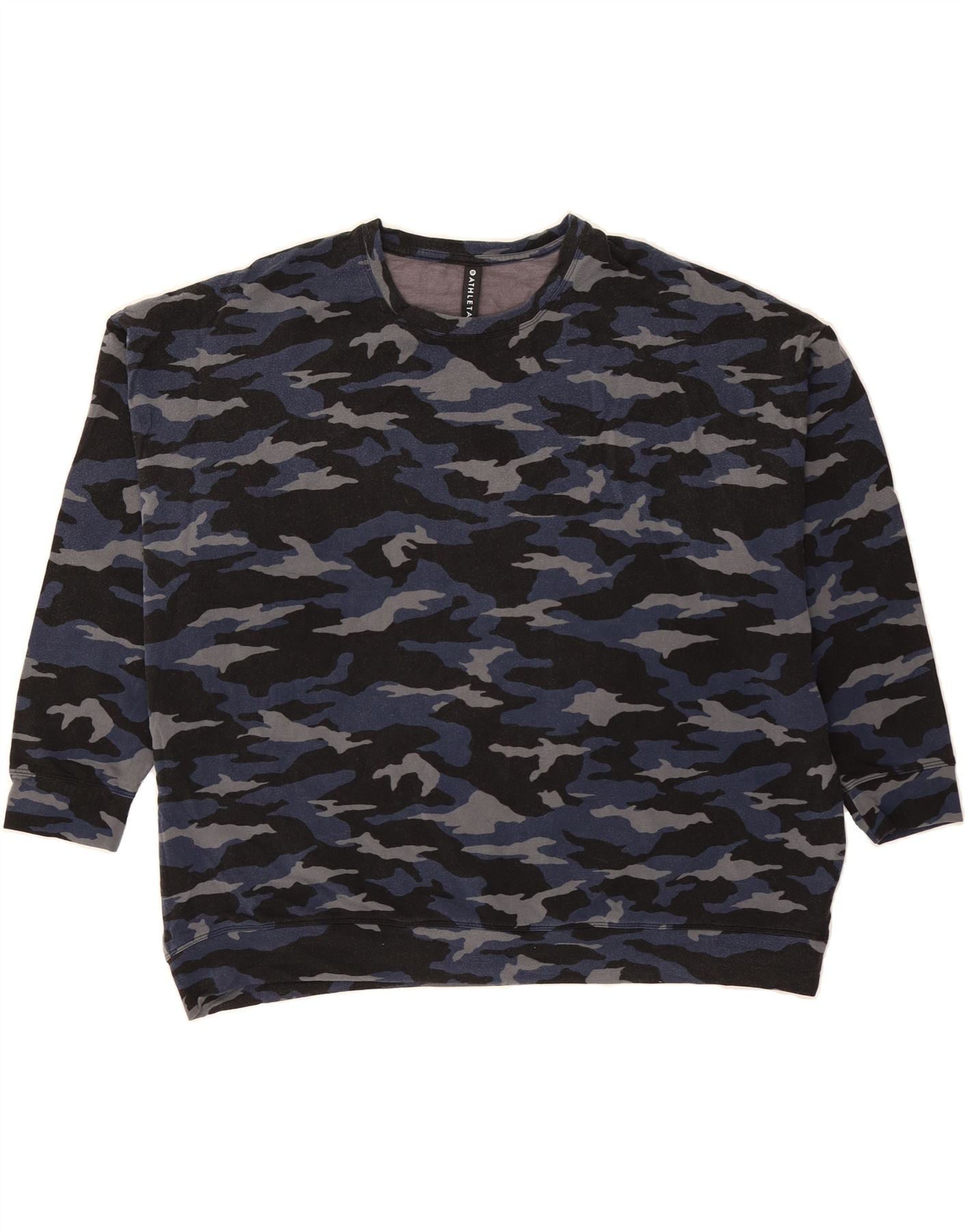 image of ATHLETA Womens Oversized Sweatshirt Jumper UK 20 2XL Navy Blue Camouflage