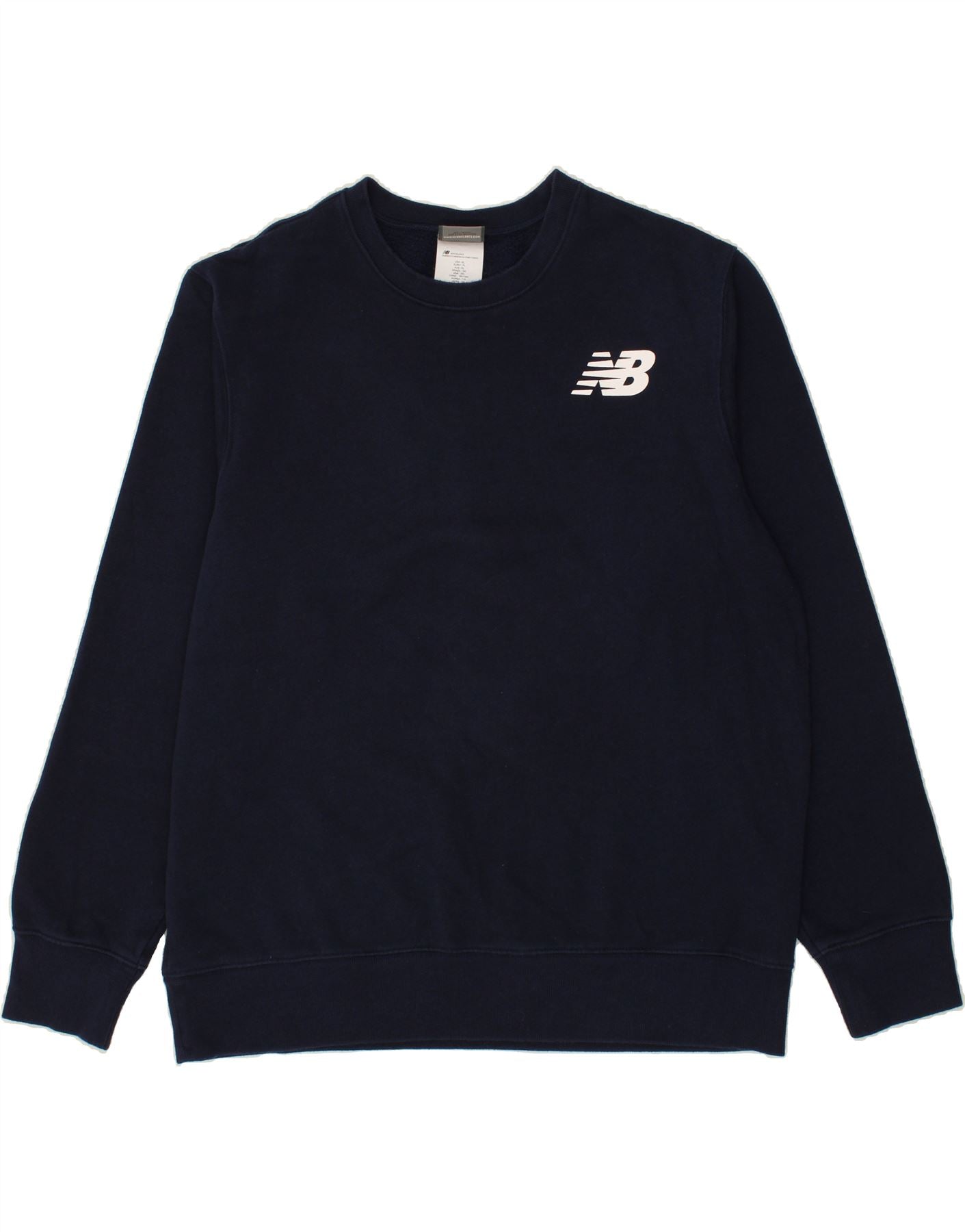 Image of NEW BALANCE Mens Graphic Sweatshirt Jumper XL Navy Blue Cotton