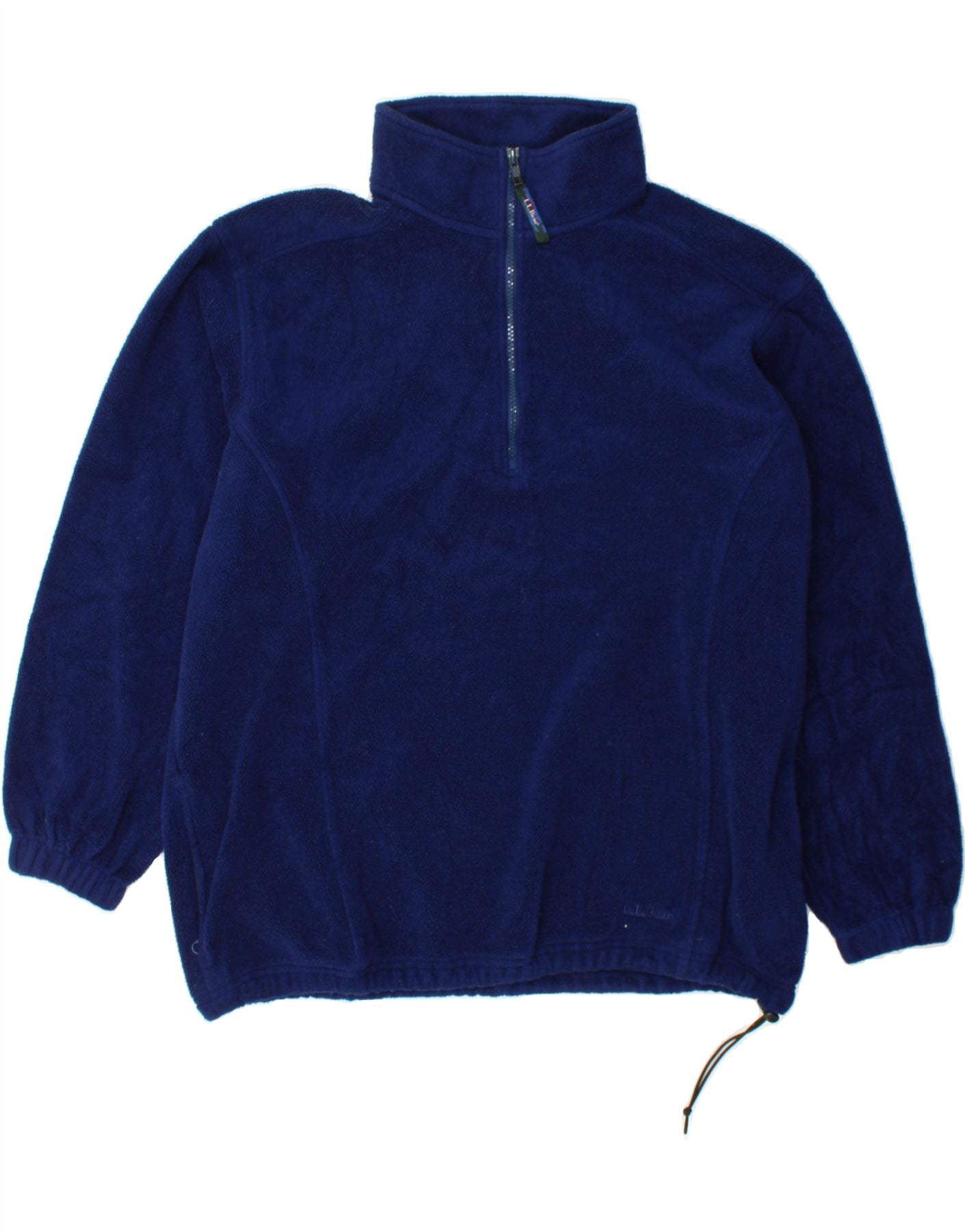 image of L.L.BEAN Mens Zip Neck Fleece Jumper XL Navy Blue