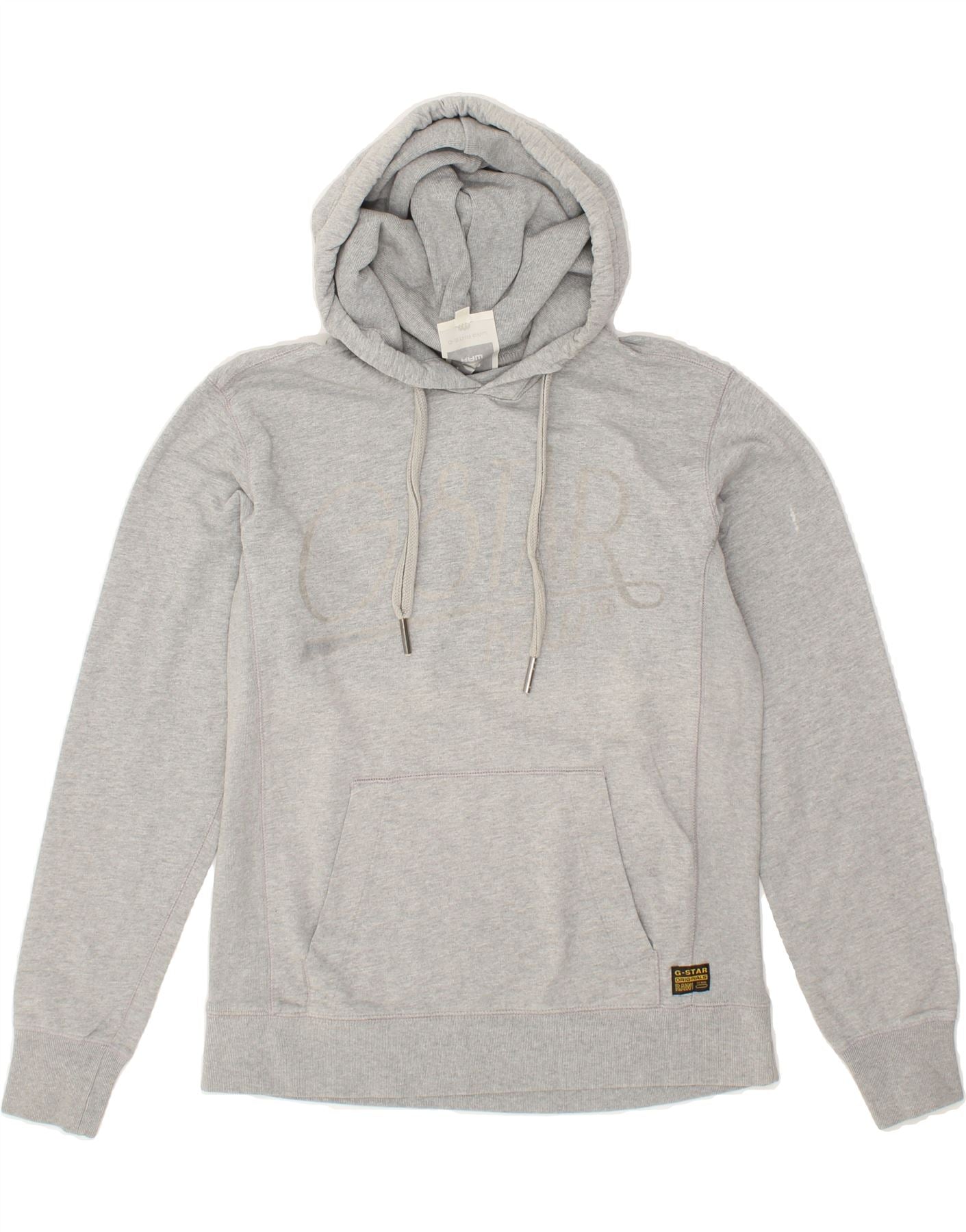 image of G-STAR Mens Graphic Hoodie Jumper Large Grey Cotton