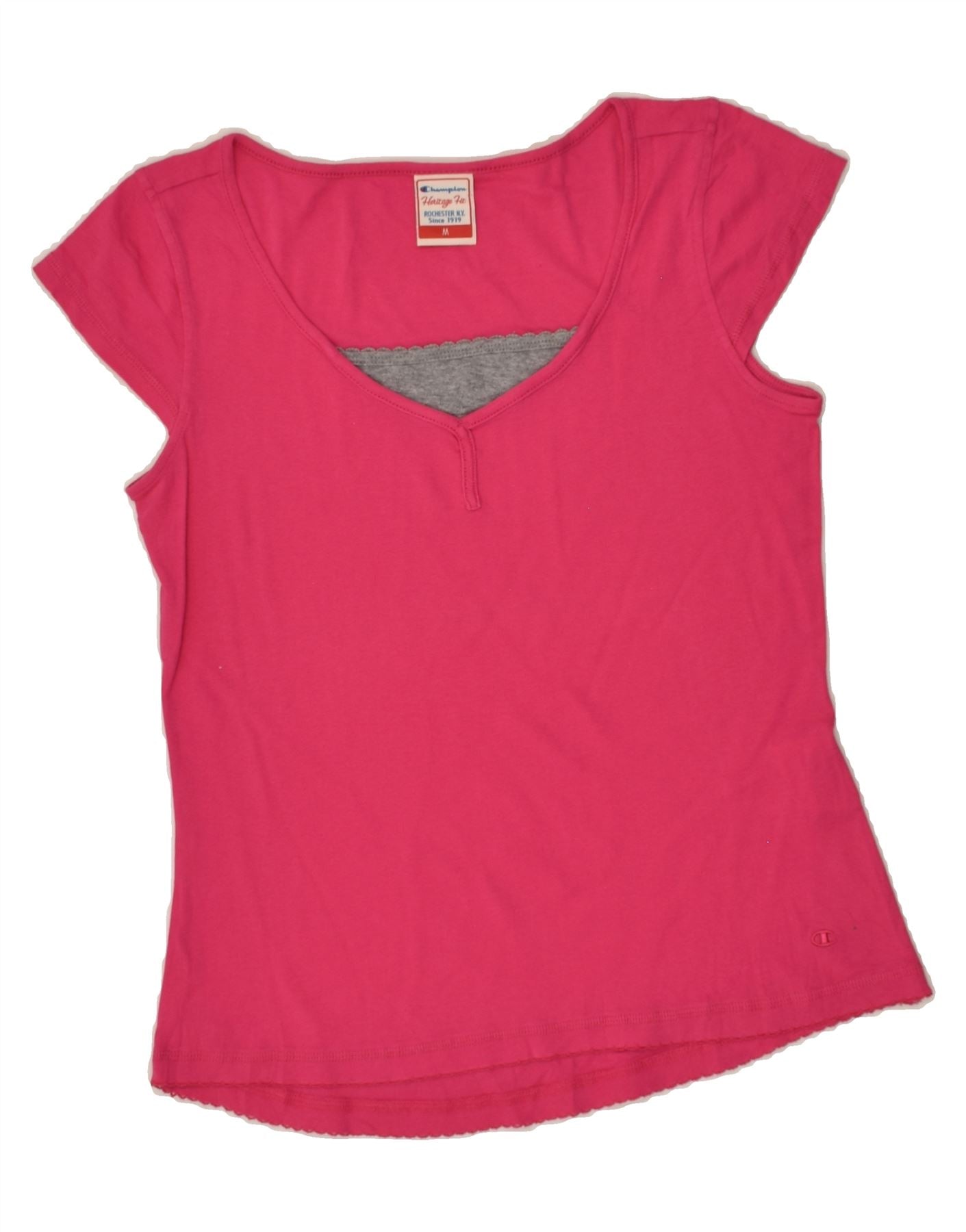 image of CHAMPION Womens T-Shirt Top UK 12 Medium Pink Cotton