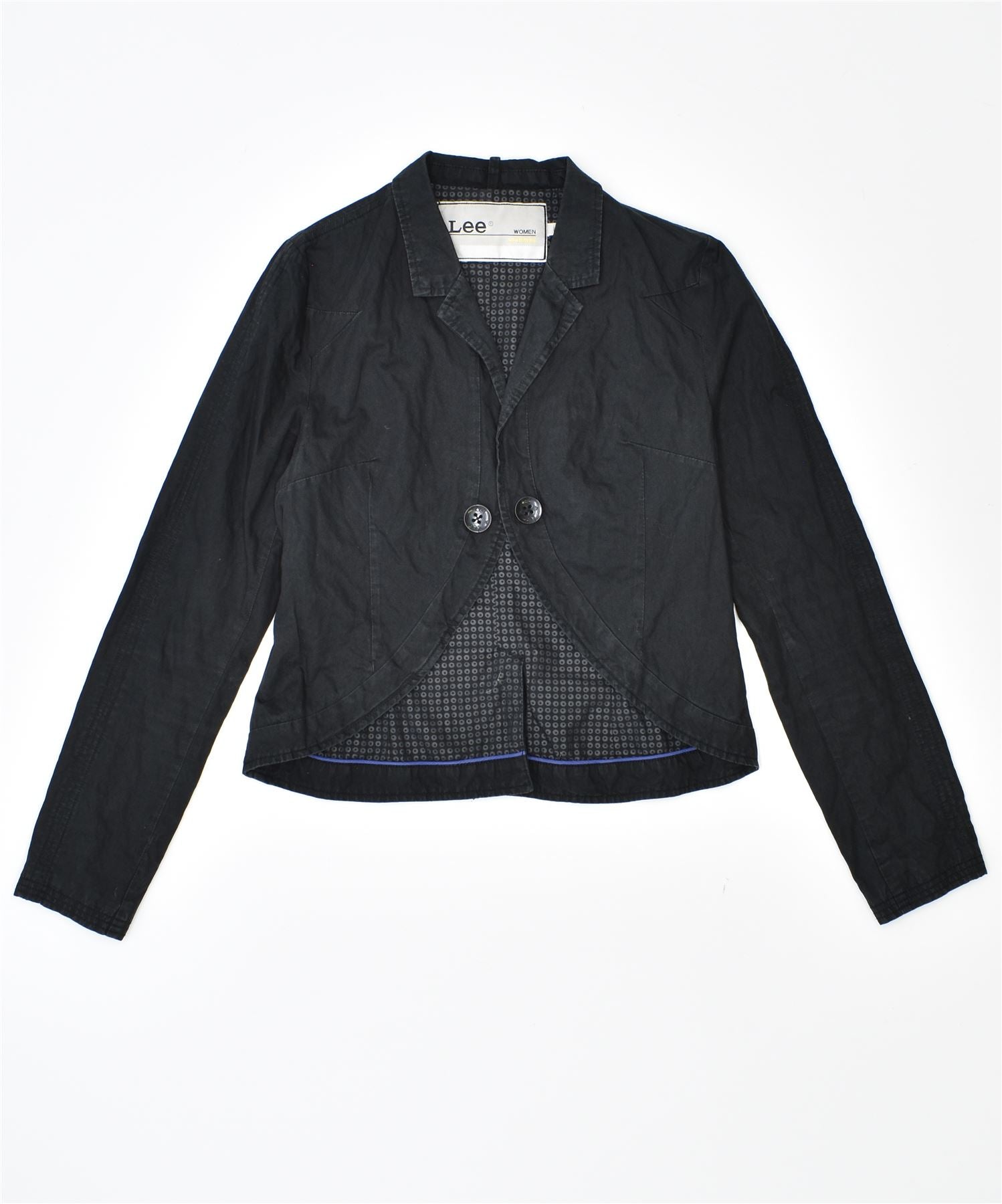 image of LEE Womens Blazer Jacket UK 14 Large Black Cotton