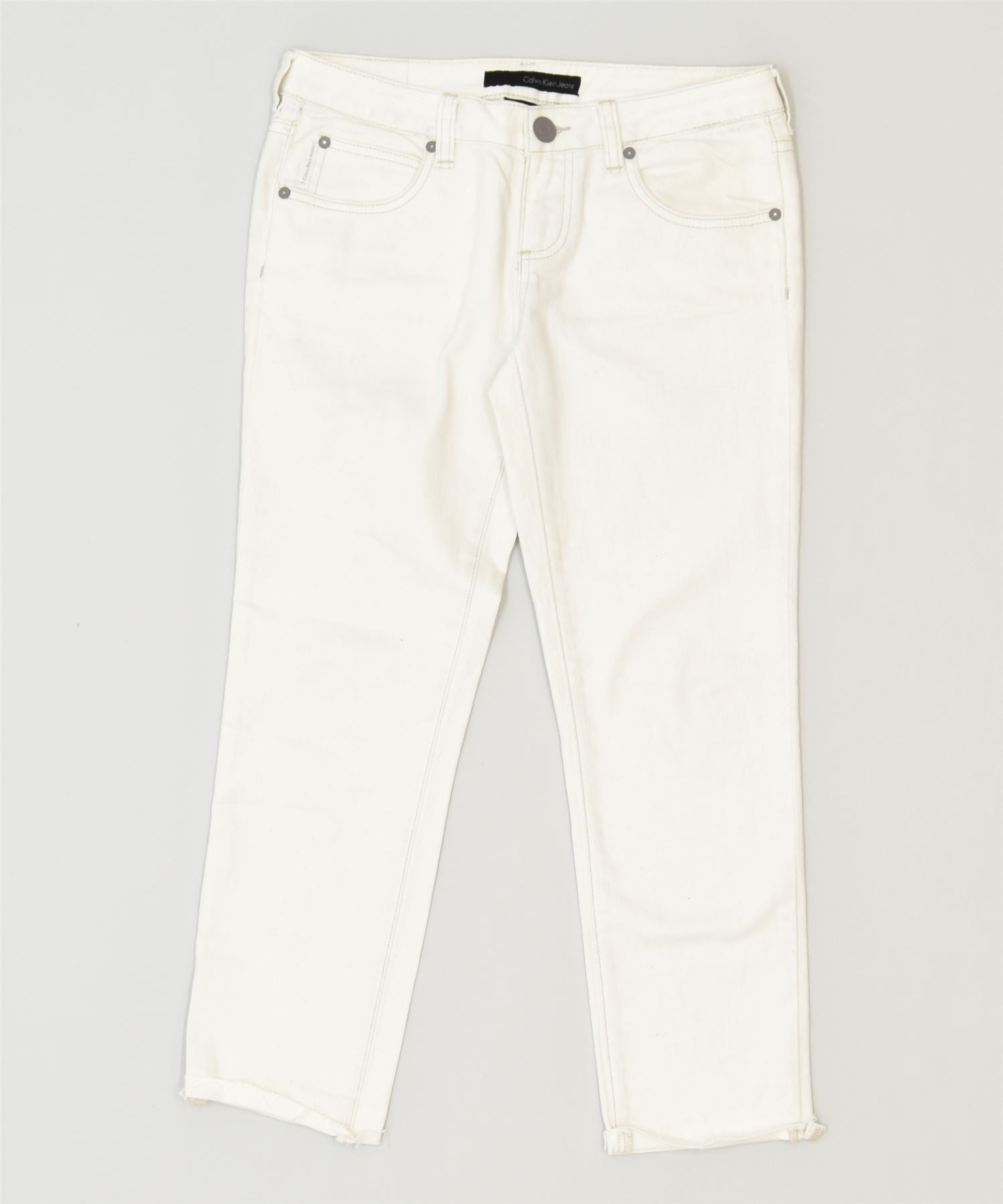 image of CALVIN KLEIN Womens Low Rise Skinny Jeans W28 L25 White Cotton