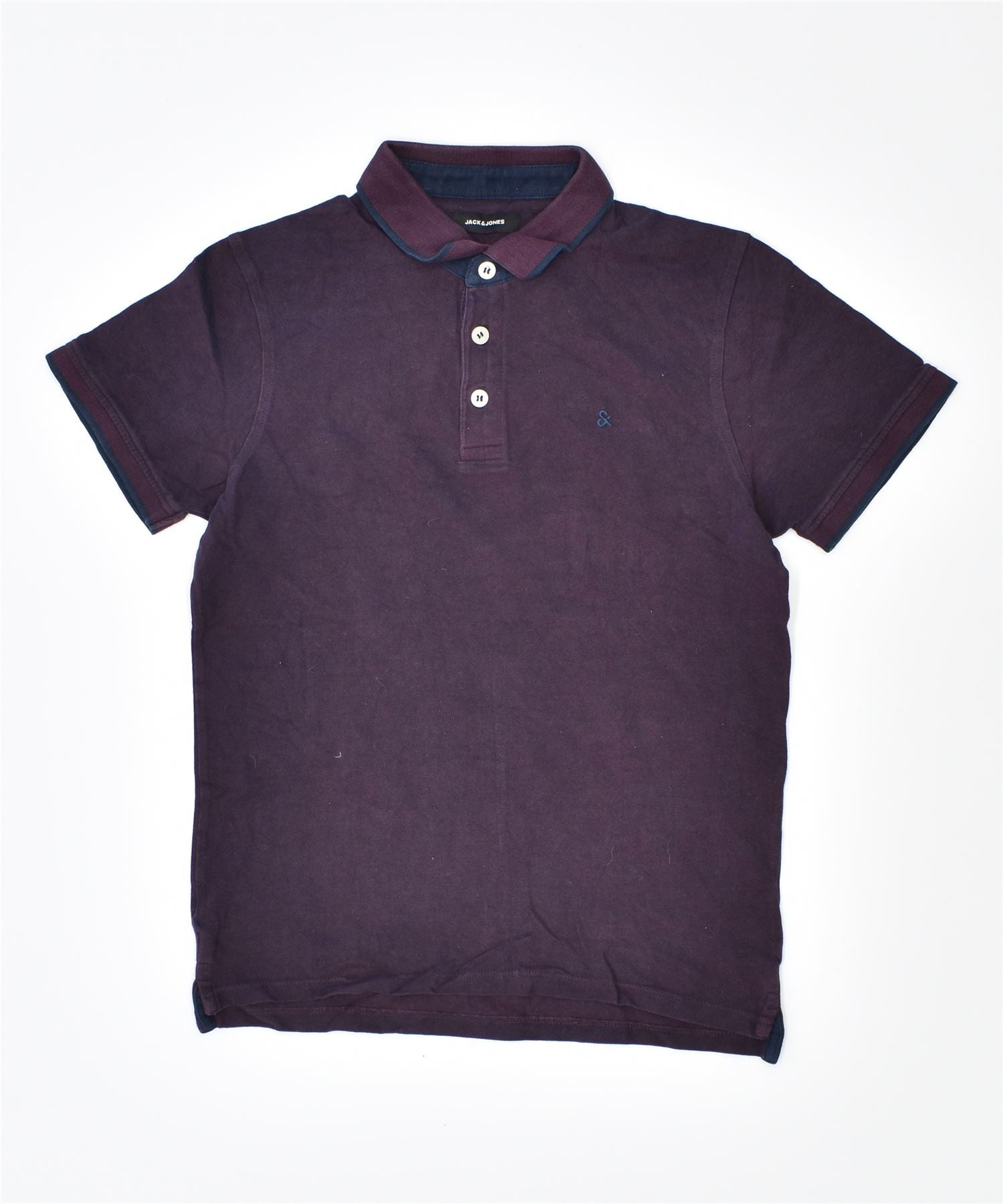 Image of JACK & JONES Mens Polo Shirt Small Purple Cotton